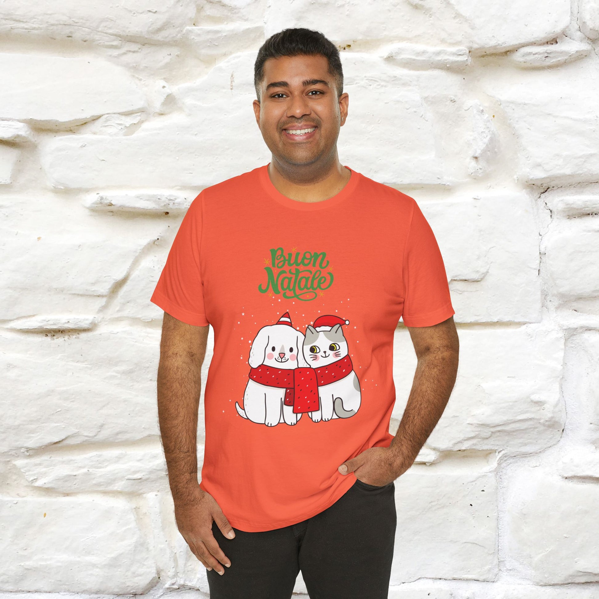 ''Buon Natale Cat and Dog'' Christmas T-shirt  | Nunu&Miao Studio - Nunu&Miao Studio
