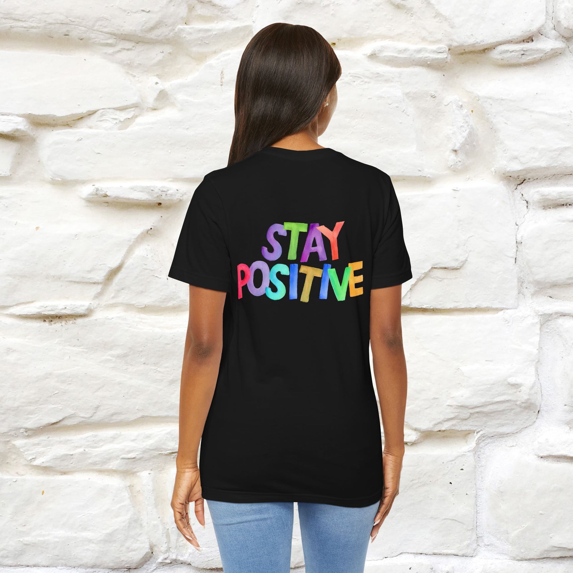 "Stay Positive'' Cat T-Shirt | Front & Back Design | Nunu&Miao Studio - Nunu&Miao Studio
