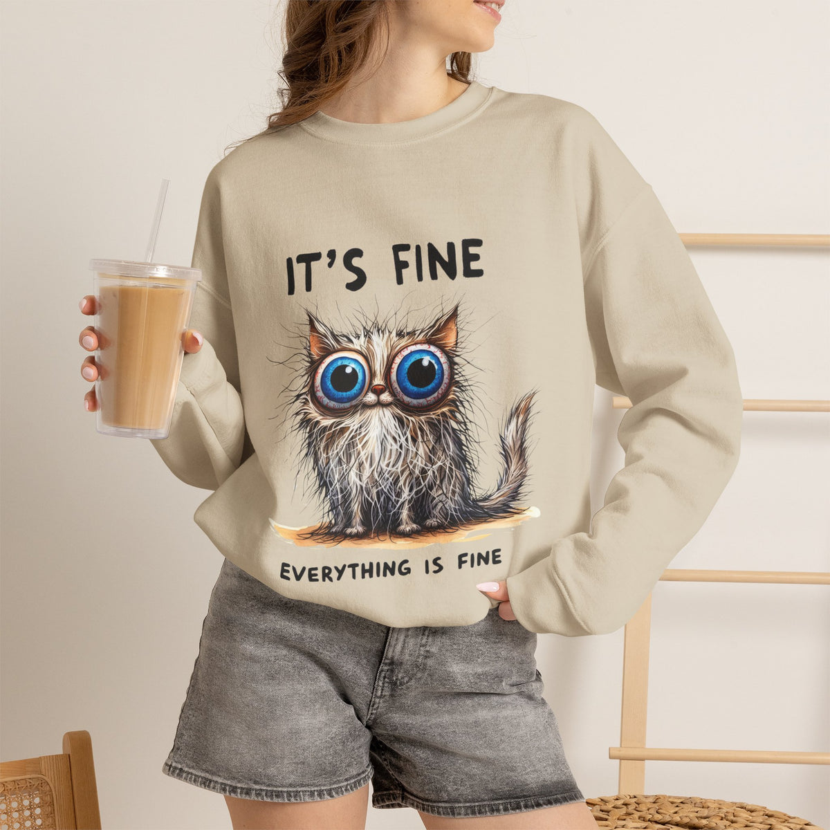 "It's Fine'' |Cat Sweatshirt | Nunu&Miao Studio