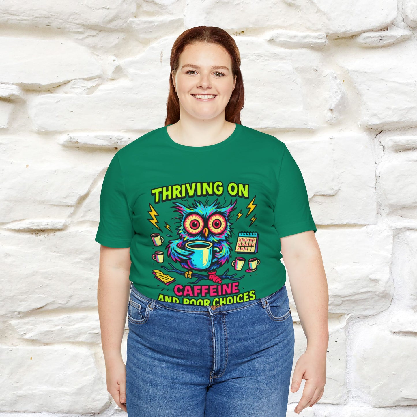 ''Thriving On Caffeine And Poor Choices''|  Sarcastic Cat T-Shirt | Nunu&Miao Studio