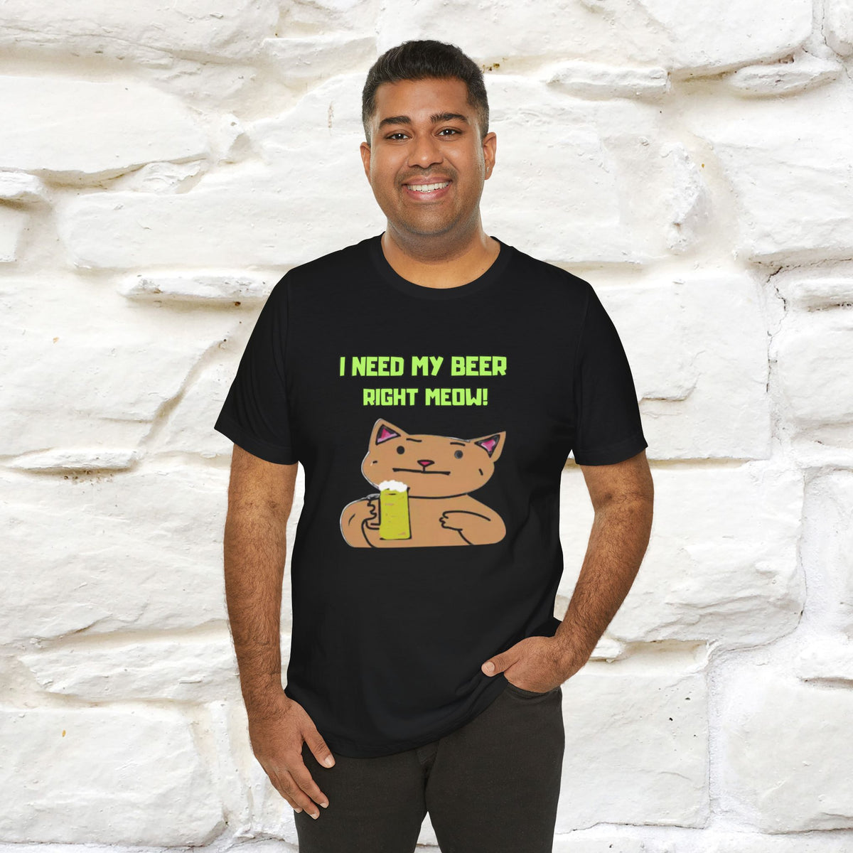 "I Need My Beer Right Meow!" Cat  T-shirt |Nunu&Miao Studio