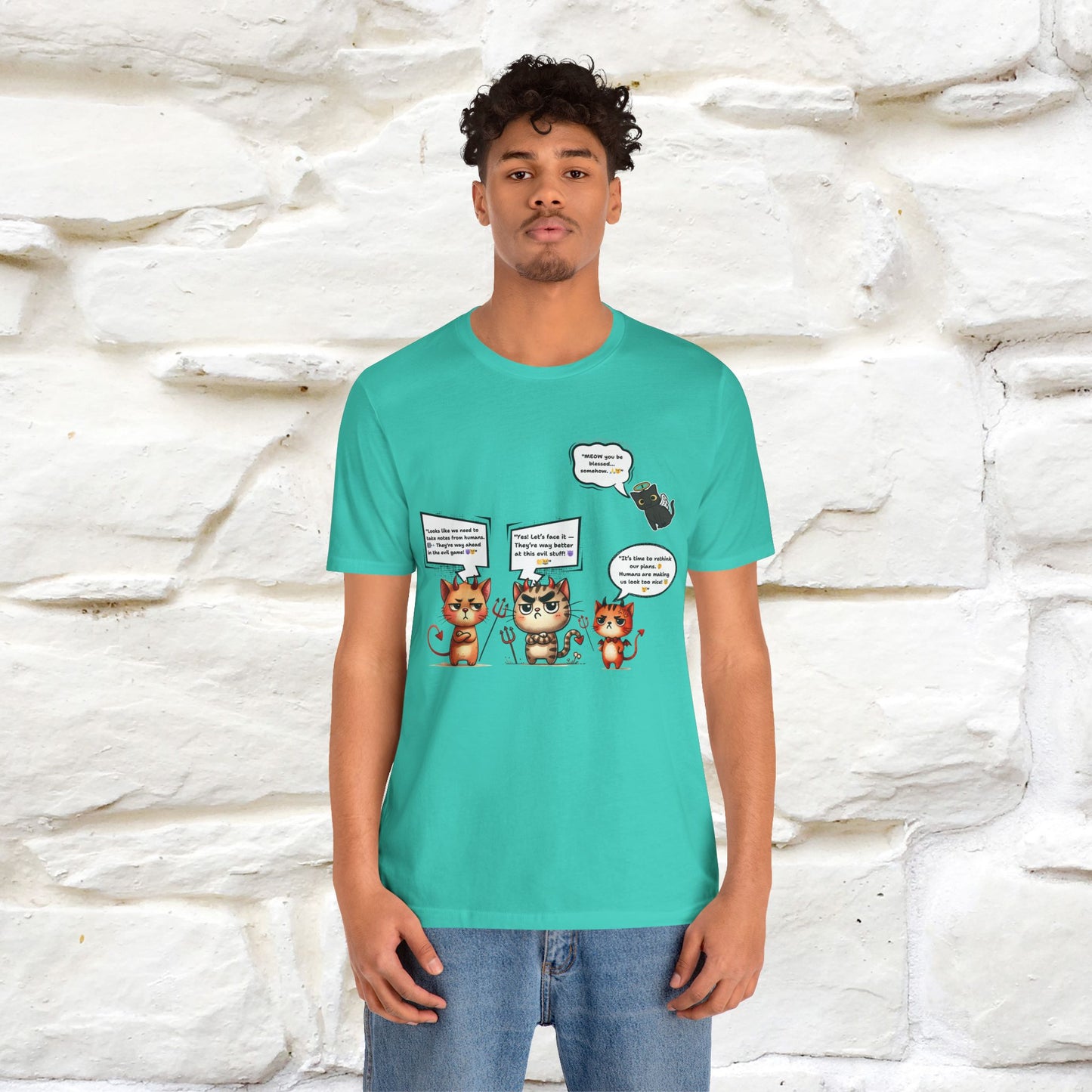 "Humans Are Way Ahead In The Evil Game! 😈😼" Cat  T-shirt |Nunu&Miao Studio - Nunu&Miao Studio