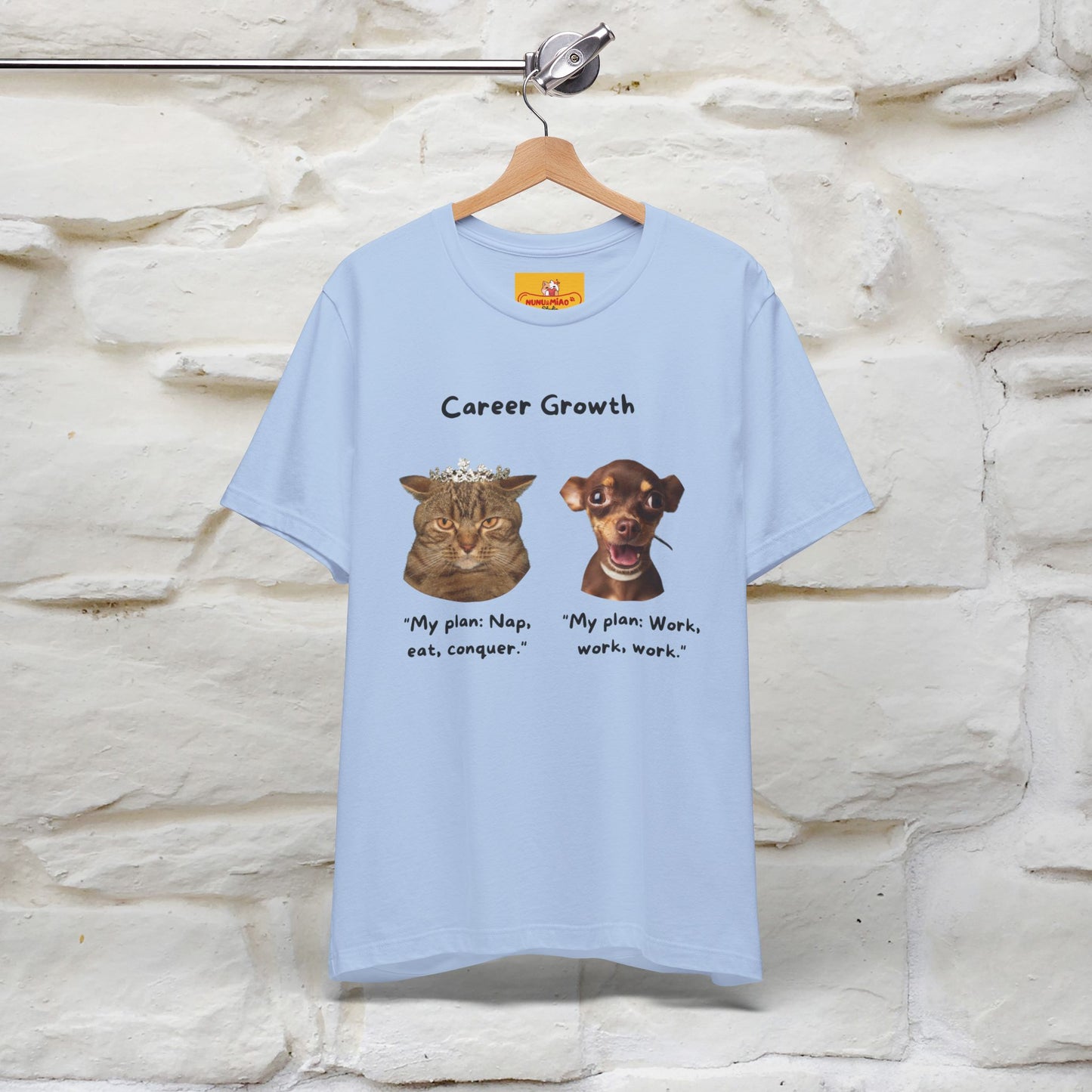 "Career Growth: Cat vs. Dog" | Cat T-Shirt | Nunu&Miao Studio - Nunu&Miao Studio