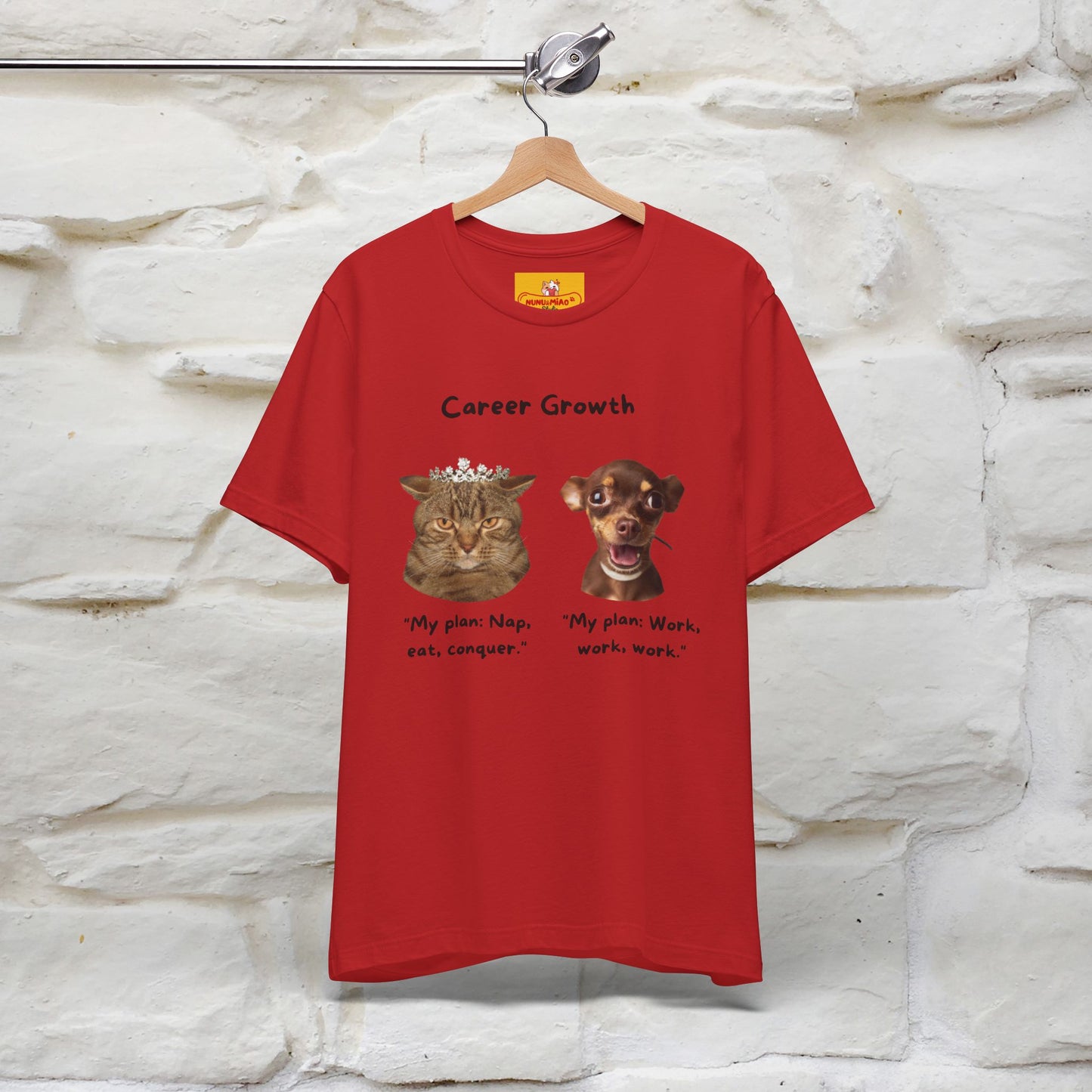"Career Growth: Cat vs. Dog" | Cat T-Shirt | Nunu&Miao Studio - Nunu&Miao Studio