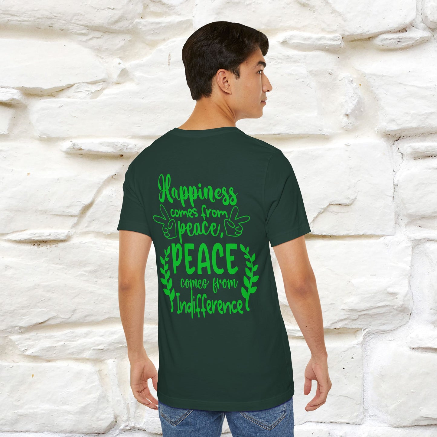 "Happiness Comes From Peace, Peace Comes From Indifference" Cat T-Shirt| Front & Back Design | Nunu&Miao Studio - Nunu&Miao Studio