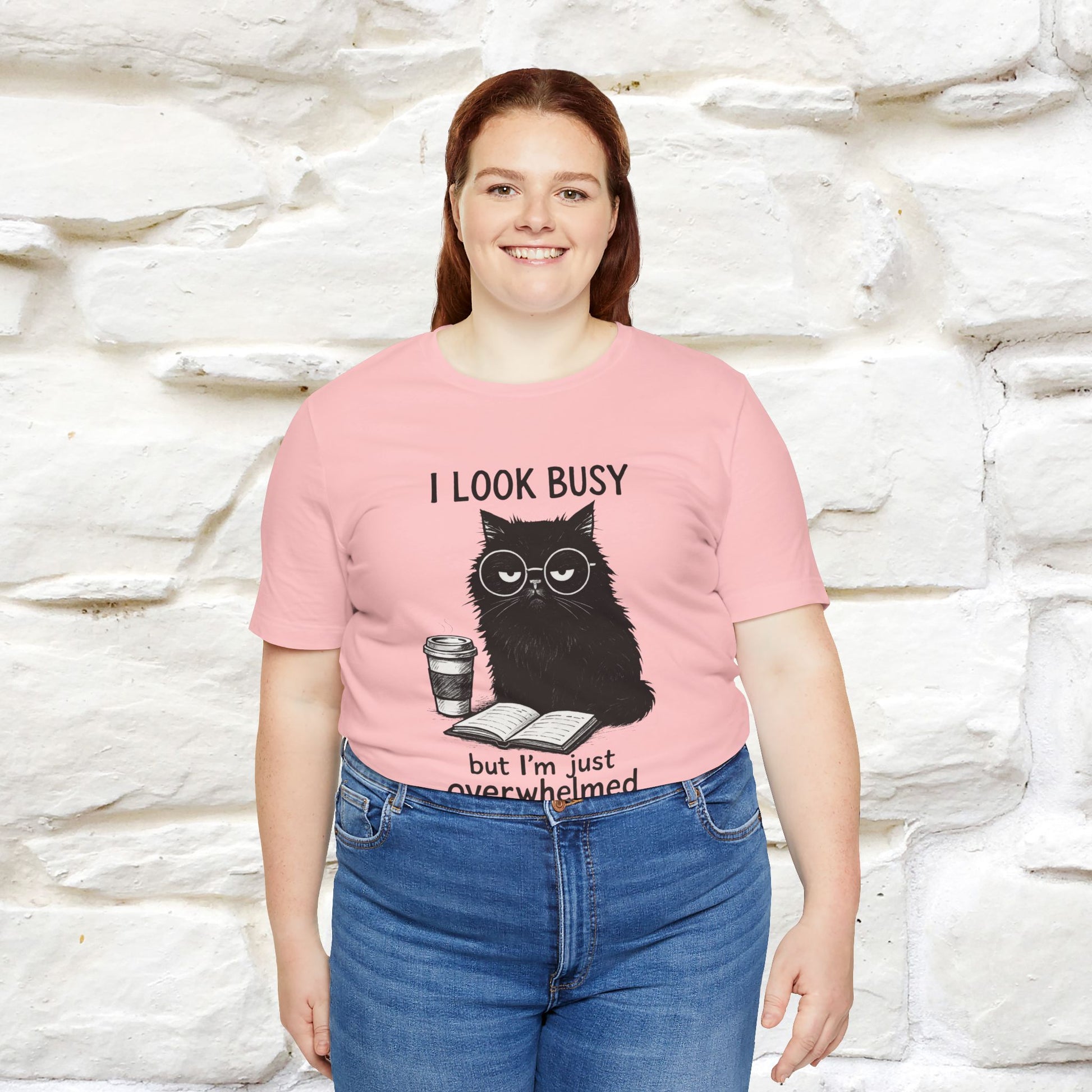 "I Look Busy But I'm Just Overwhelmed" |Cat T-Shirt | Nunu&Miao Studio - Nunu&Miao Studio