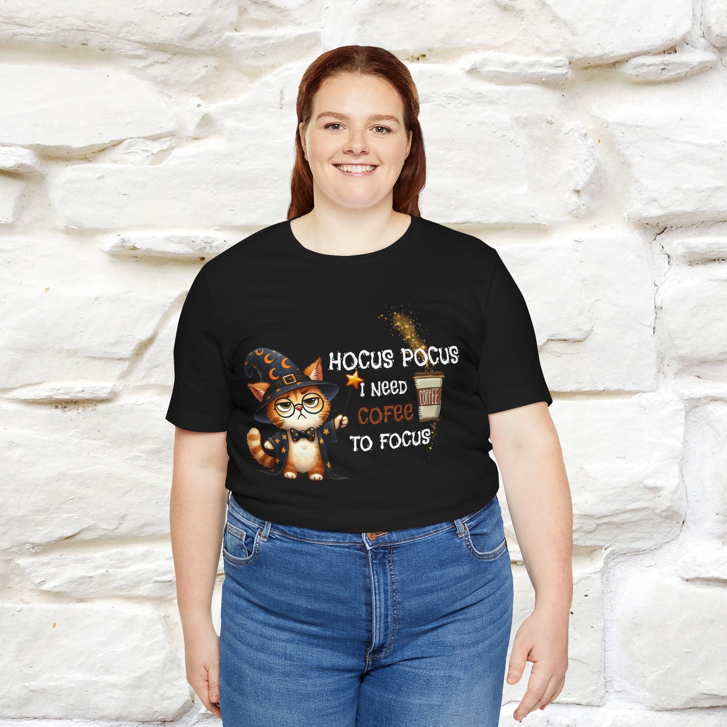 ''Hocus Pocus I Need Coffe To Focus'' Funny Cat Shirt | Nunu&Miao Studio - Nunu&Miao Studio