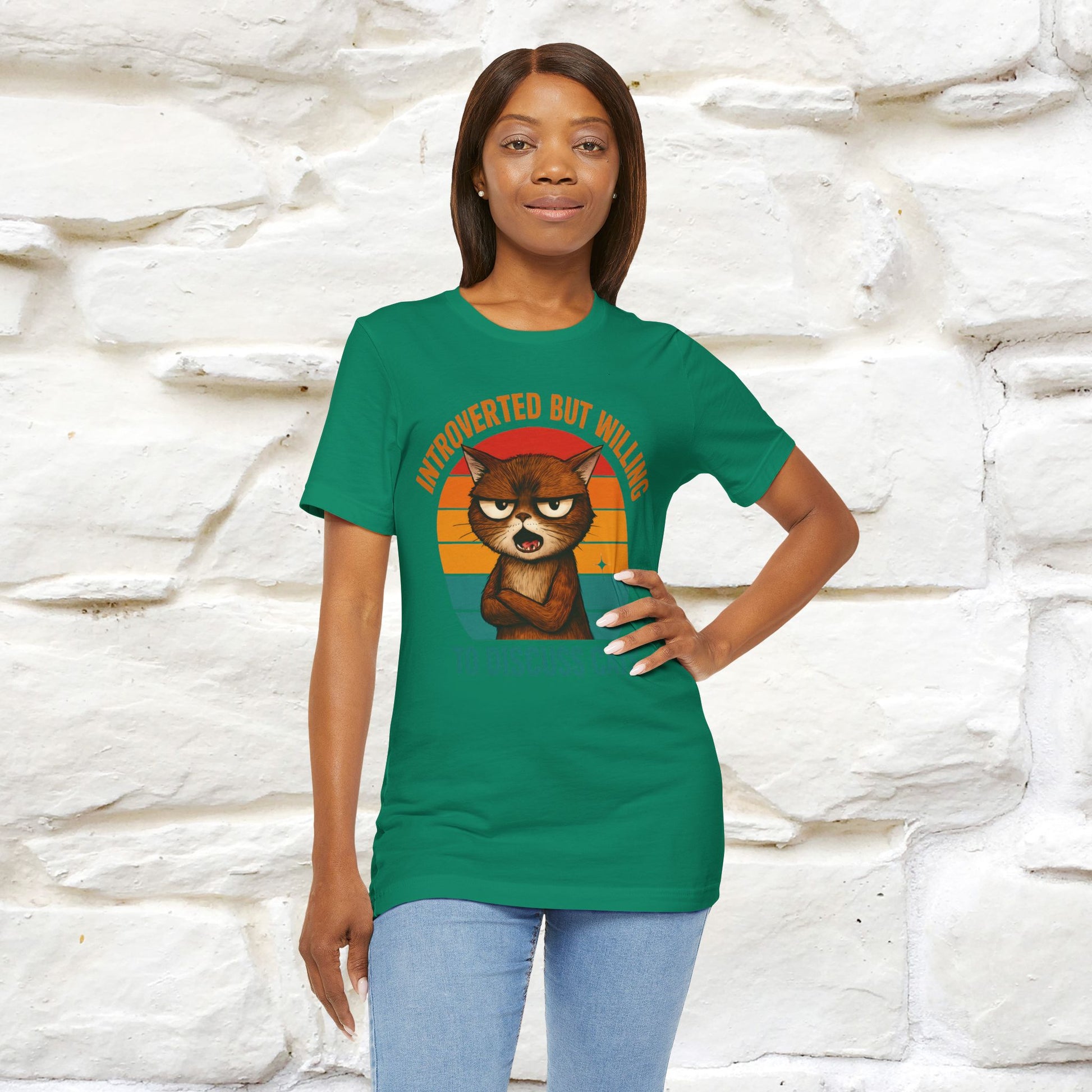 "Introverted But Willing To Discuss Cats" Antisocial Cat T-shirt |Nunu&Miao Studio - Nunu&Miao Studio