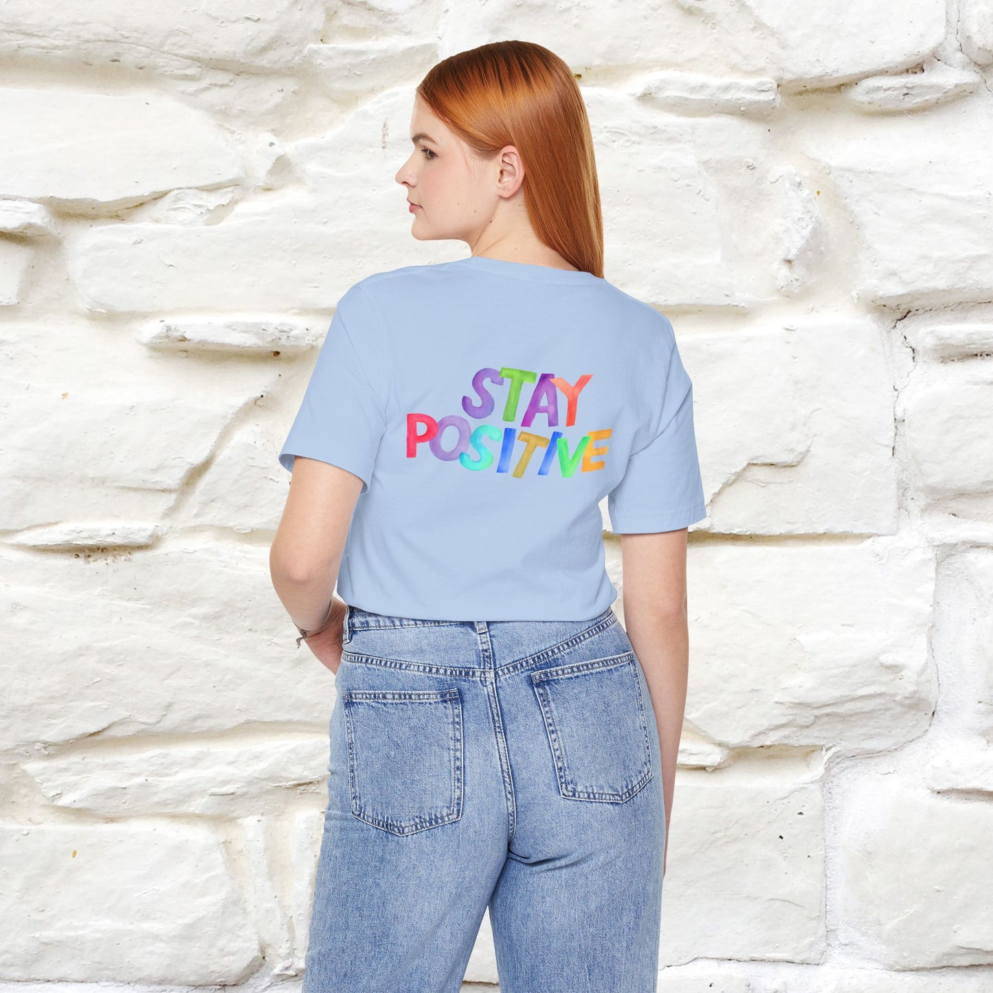 "Stay Positive'' Cat T-Shirt | Front & Back Design | Nunu&Miao Studio - Nunu&Miao Studio