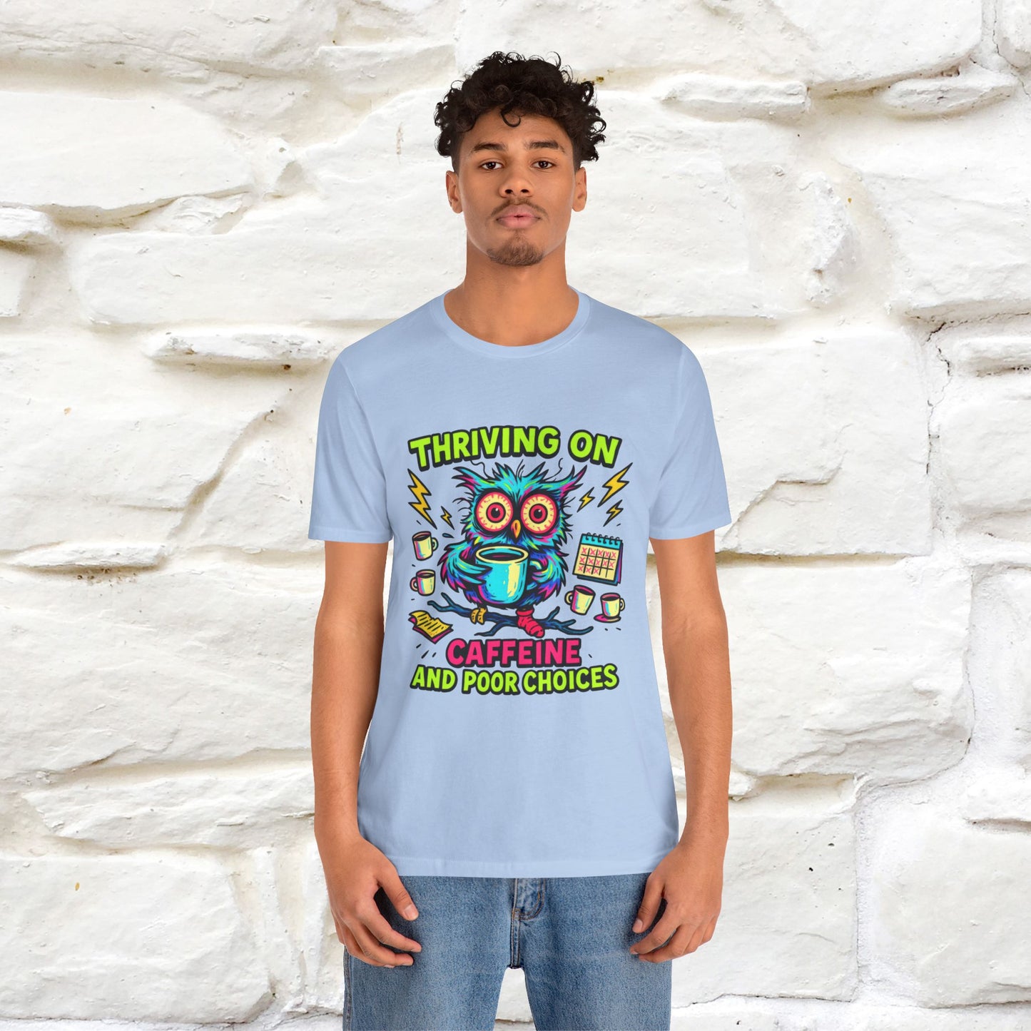 ''Thriving On Caffeine And Poor Choices''|  Sarcastic Cat T-Shirt | Nunu&Miao Studio