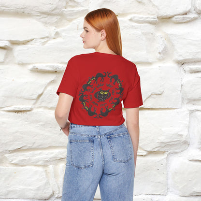 ''Black Cat Circle'' Cat T-Shirt Front and Back Design | Nunu&Miao Studio - Nunu&Miao Studio