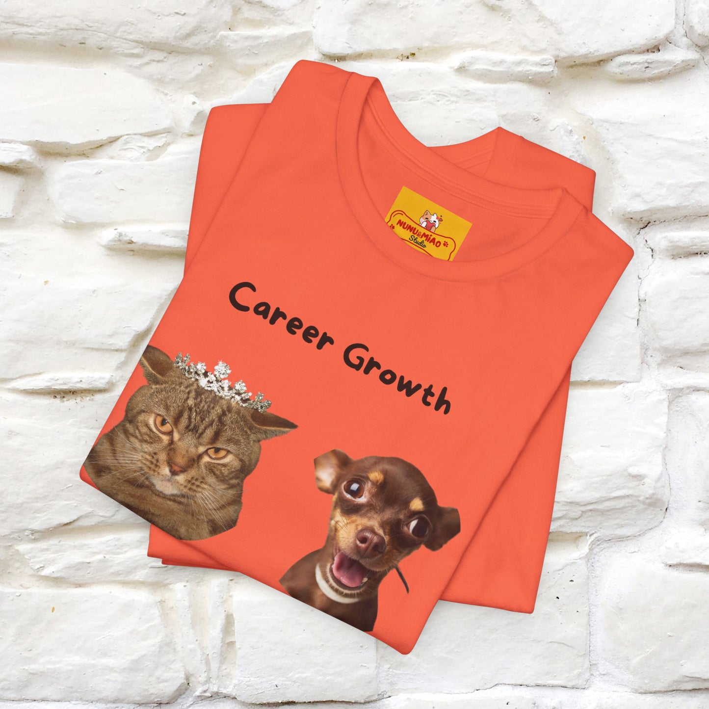 "Career Growth: Cat vs. Dog" | Cat T-Shirt | Nunu&Miao Studio - Nunu&Miao Studio