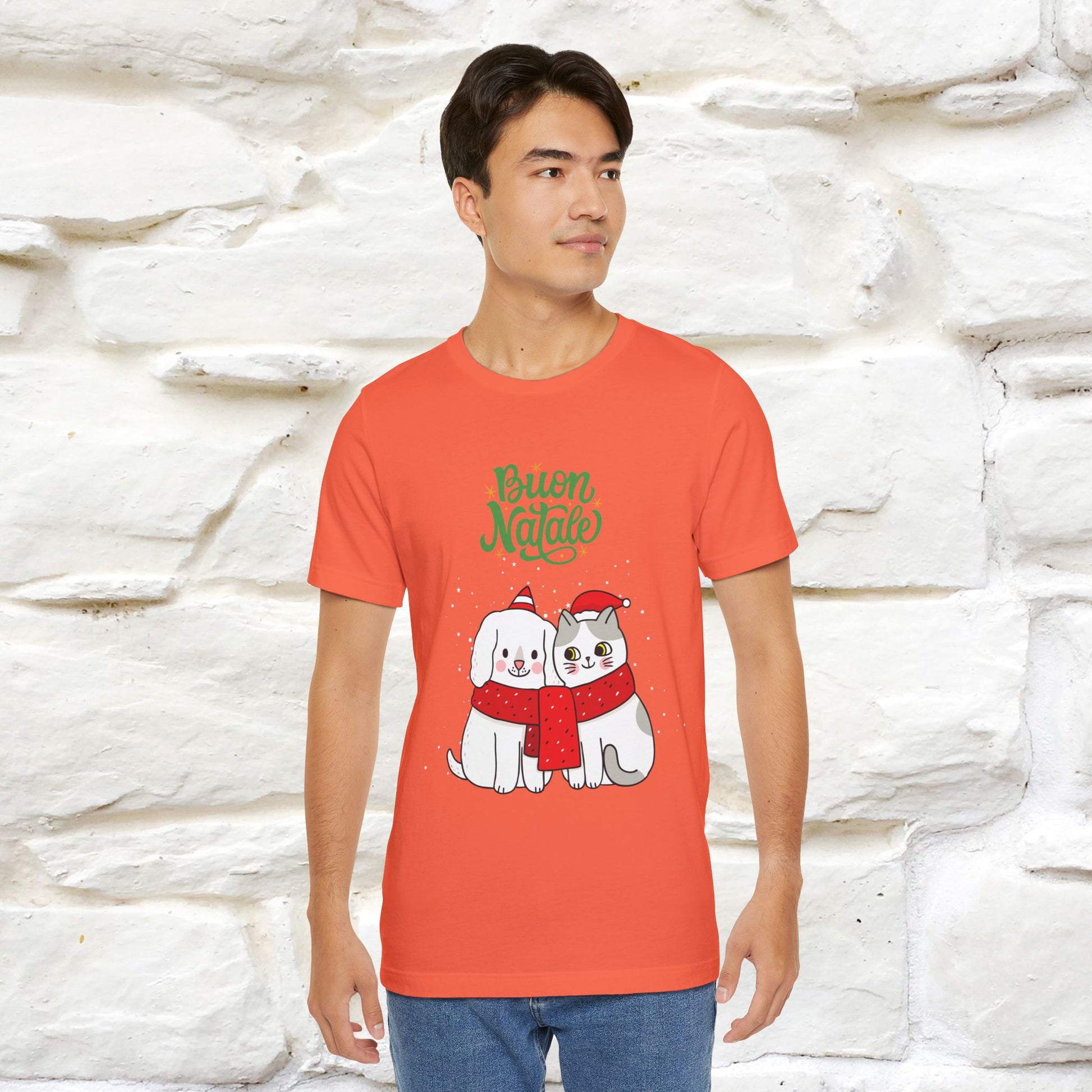 ''Buon Natale Cat and Dog'' Christmas T-shirt  | Nunu&Miao Studio - Nunu&Miao Studio