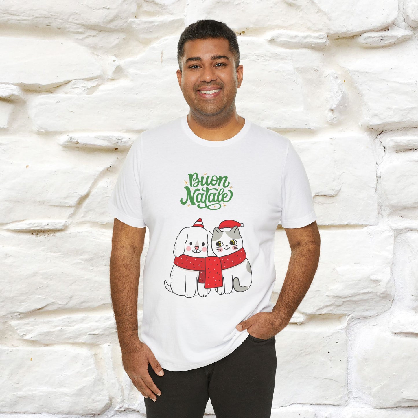 ''Buon Natale Cat and Dog'' Christmas T-shirt  | Nunu&Miao Studio - Nunu&Miao Studio