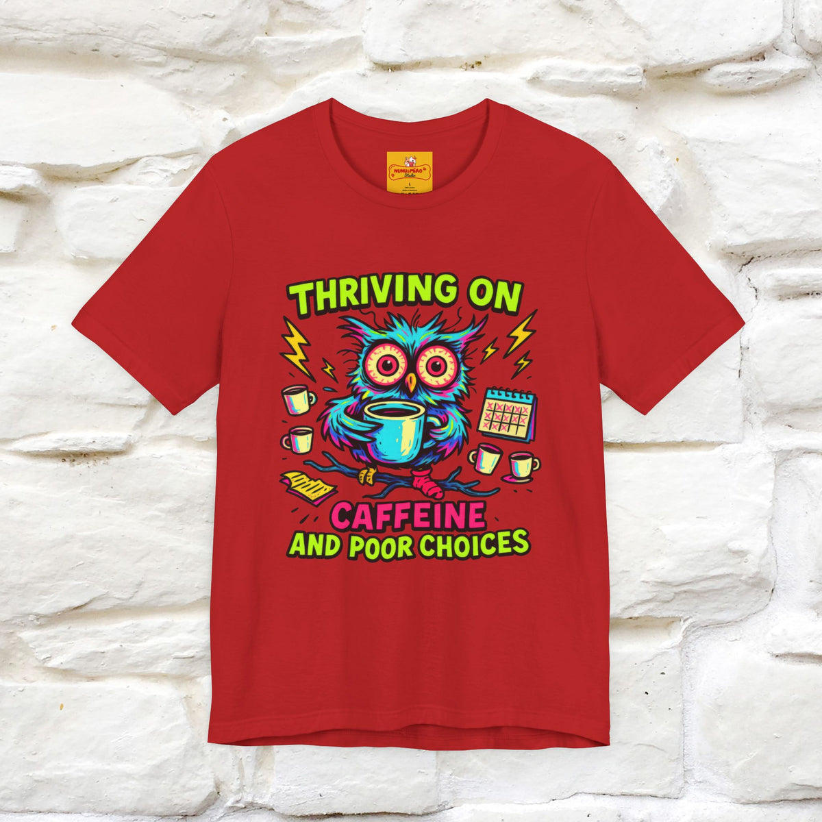 ''Thriving On Caffeine And Poor Choices''|  Sarcastic Cat T-Shirt | Nunu&Miao Studio