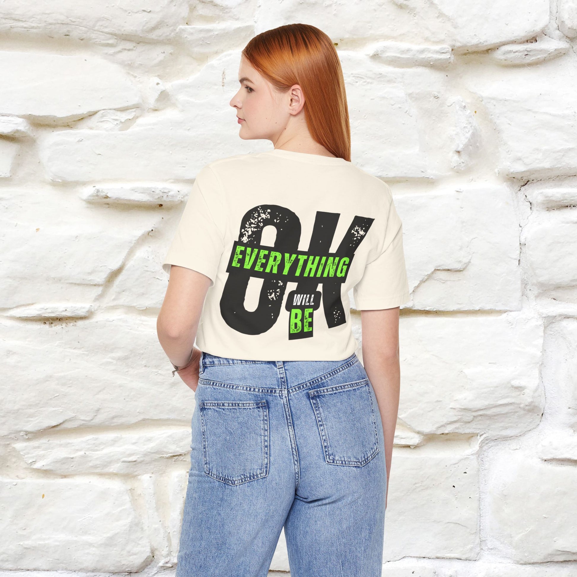 ''Everything Will Be Ok '' Cat T-Shirt Front and Back Design | Nunu&Miao Studio - Nunu&Miao Studio