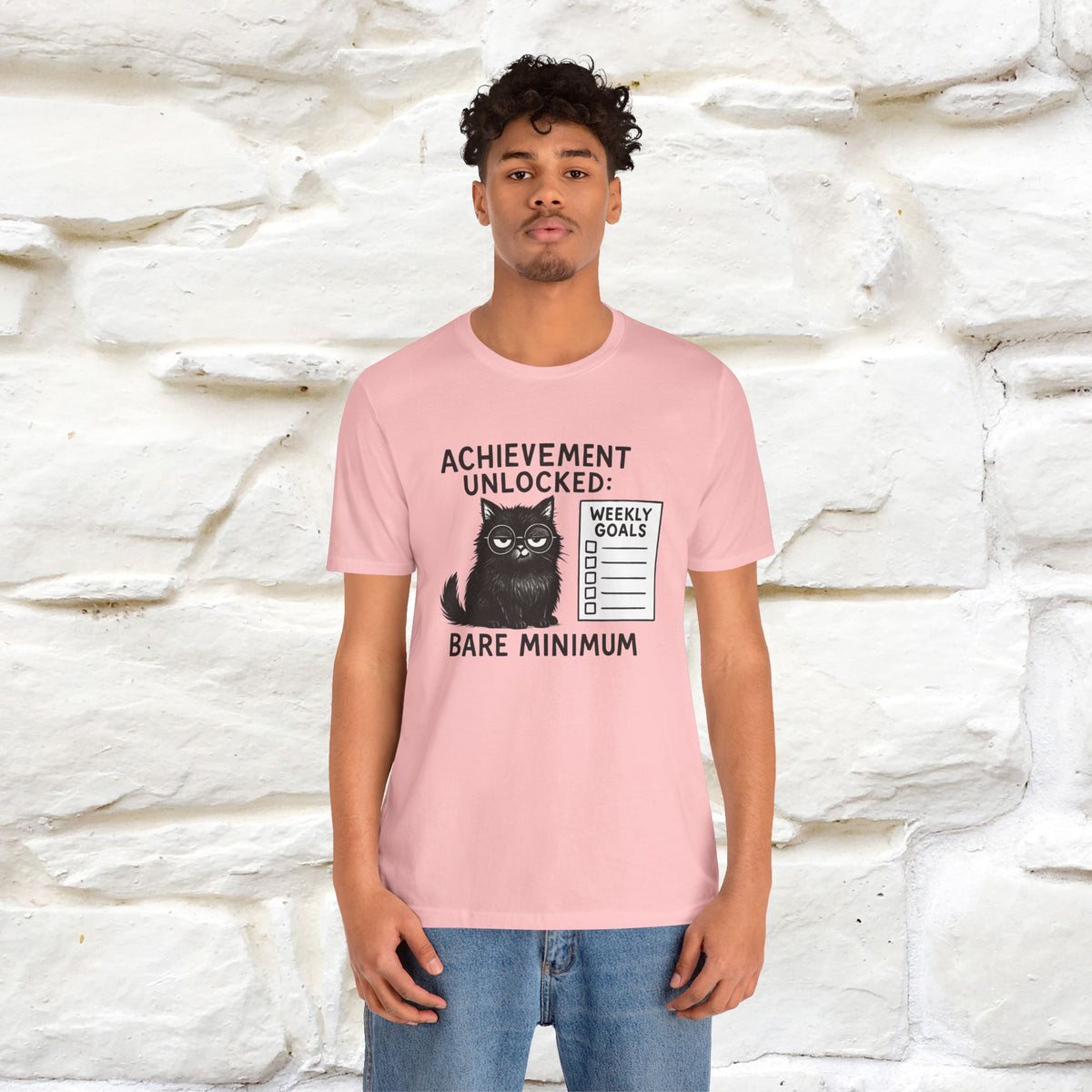 "Achievement Unlocked Bare Minimum." |Cat T-Shirt | Nunu&Miao Studio