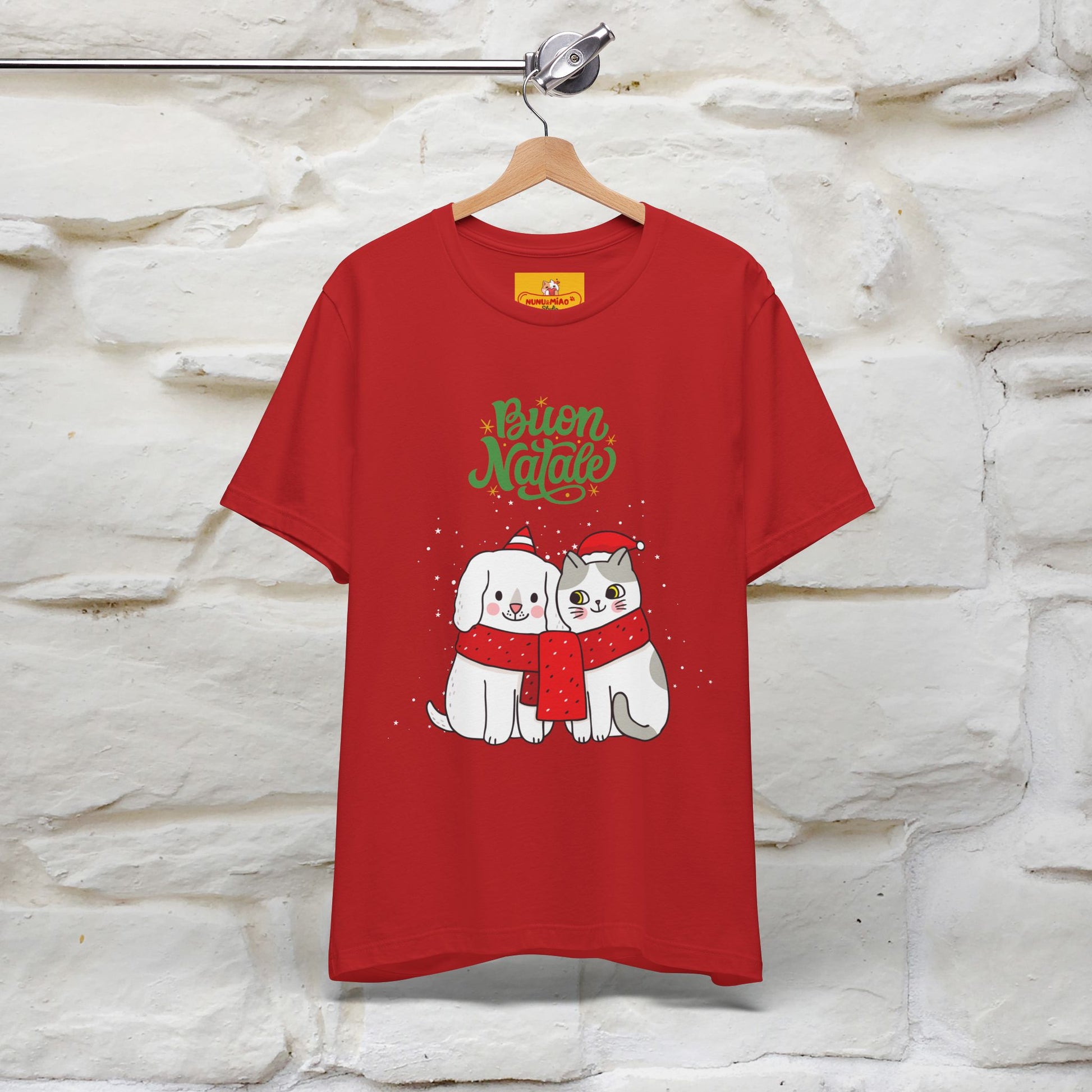 ''Buon Natale Cat and Dog'' Christmas T-shirt  | Nunu&Miao Studio - Nunu&Miao Studio