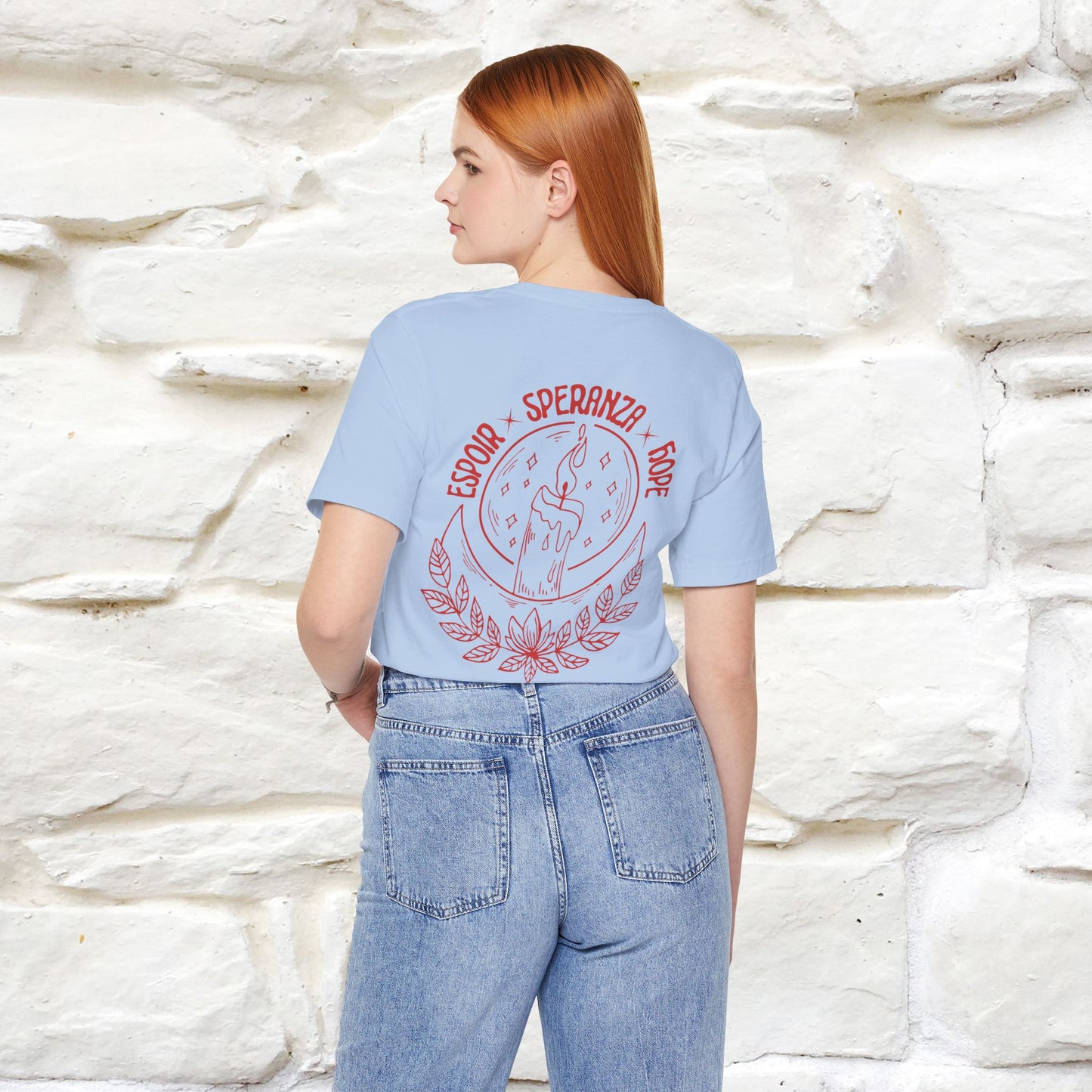 "Espoir Speranza Hope'' Cat T-Shirt Front and Back Design | Nunu&Miao Studio - Nunu&Miao Studio