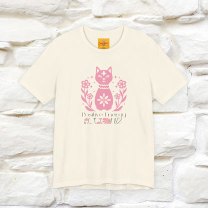 "Positive Energy'' Cat T-Shirt Front and Back Design | Nunu&Miao Studio - Nunu&Miao Studio