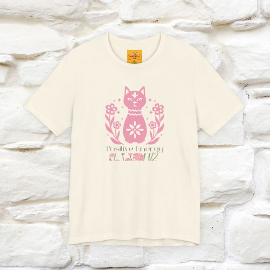 "Positive Energy'' Cat T-Shirt Front and Back Design | Nunu&Miao Studio - Nunu&Miao Studio