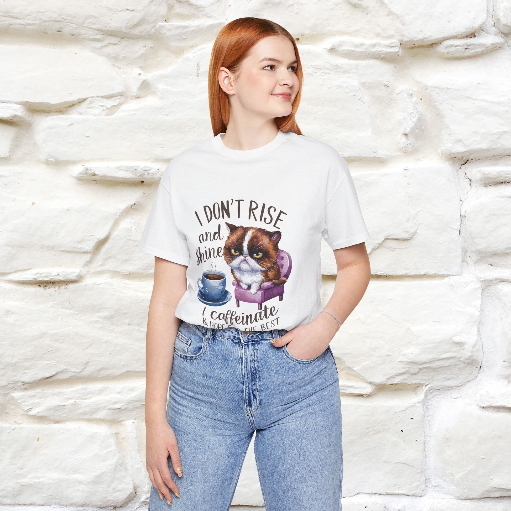 I Don’t Rise and Shine, I Caffeinate ....| Funny Cat T-Shirt| Nunu&Miao Studio - Nunu&Miao Studio