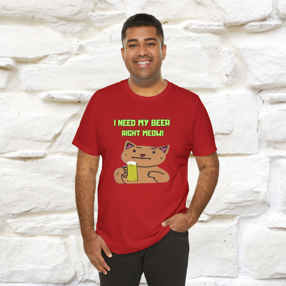 "I Need My Beer Right Meow!" Cat  T-shirt |Nunu&Miao Studio
