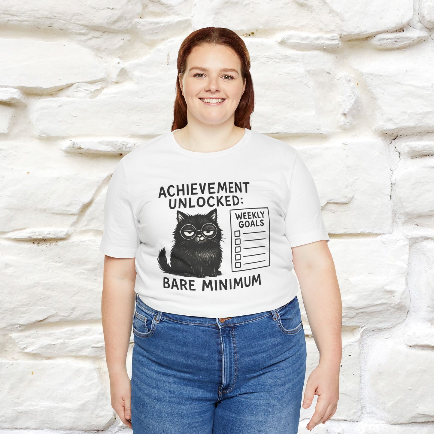"Achievement Unlocked Bare Minimum." |Cat T-Shirt | Nunu&Miao Studio - Nunu&Miao Studio