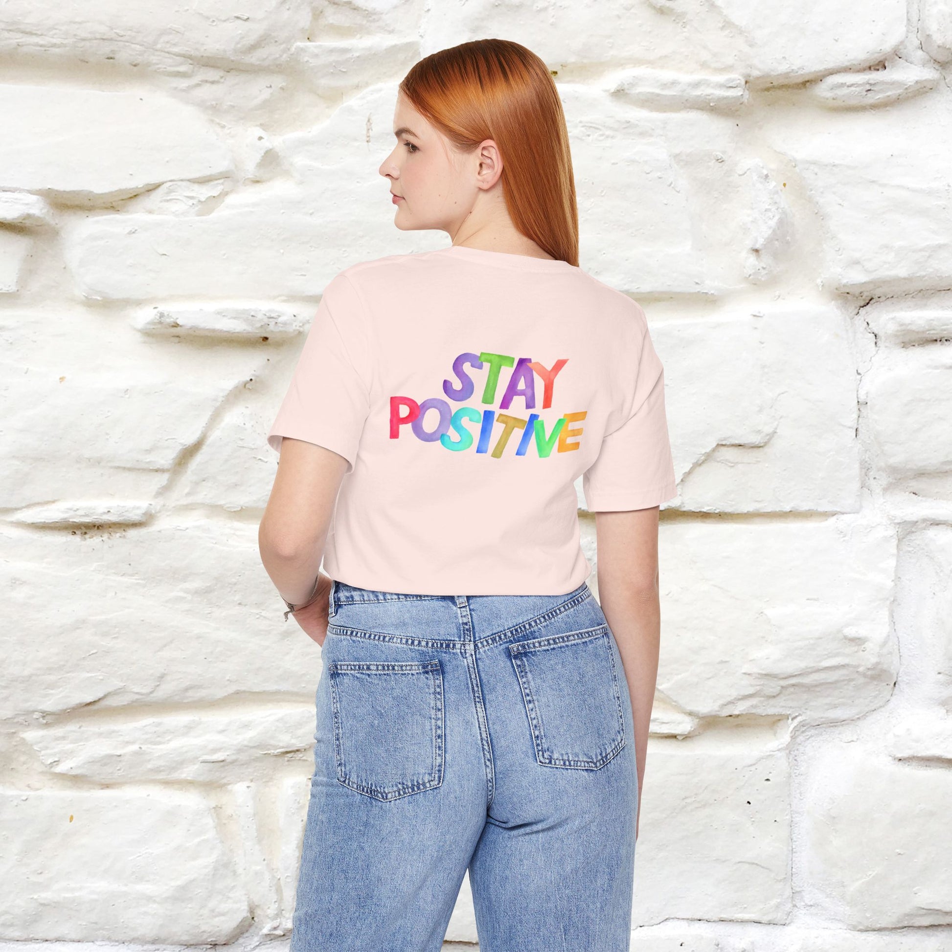 "Stay Positive'' Cat T-Shirt | Front & Back Design | Nunu&Miao Studio - Nunu&Miao Studio