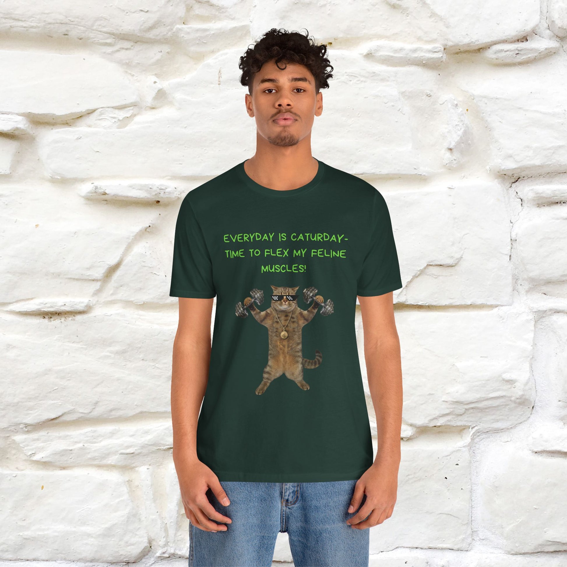 "Everyday Is Caturday – Flex My Feline Muscle"| Funny Cat T-Shirt  |Nunu&Miao Sudio - Nunu&Miao Studio