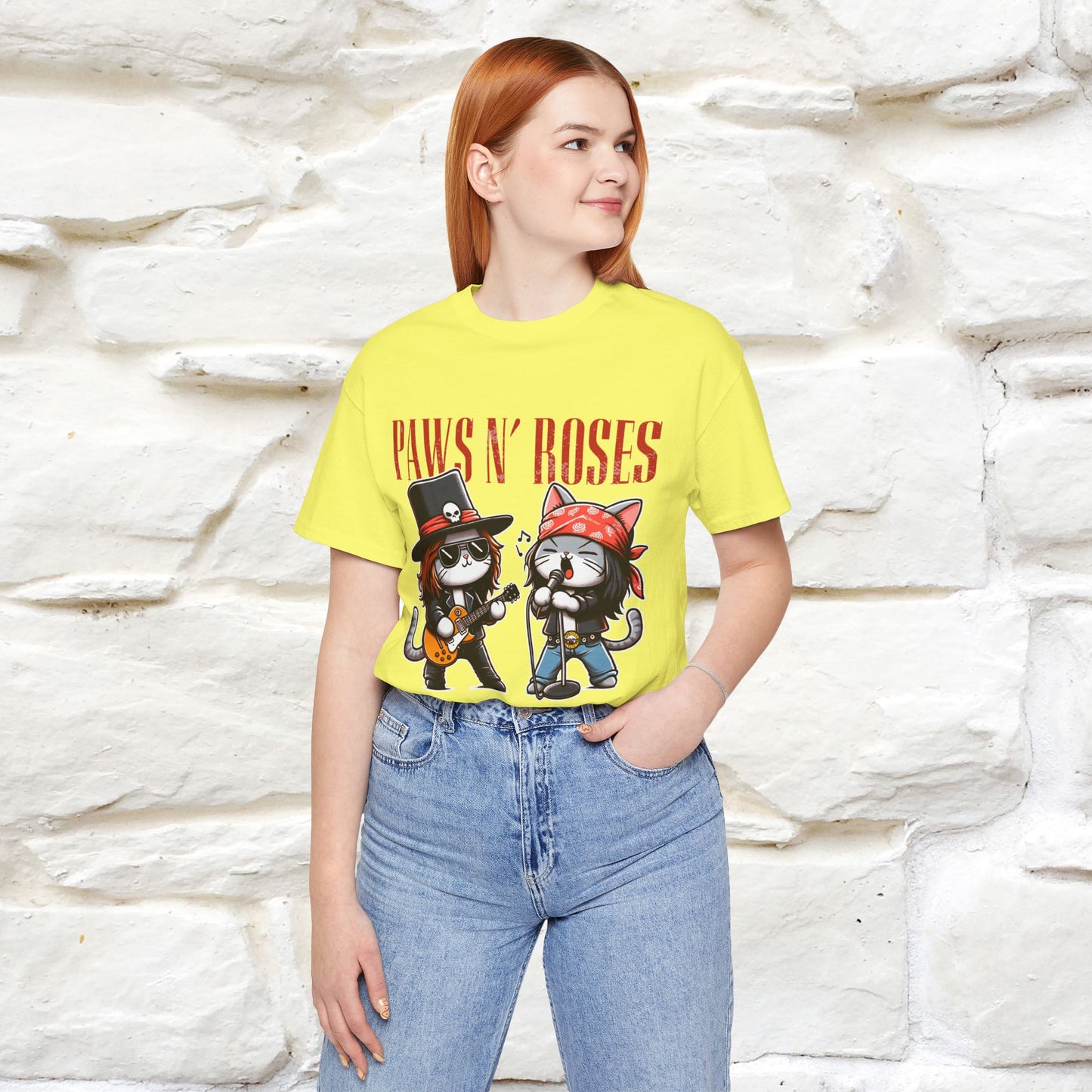 Paws N' Roses T-Shirt | Rock-Inspired Cat Lover  | Nunu&Miao Studio - Nunu&Miao Studio