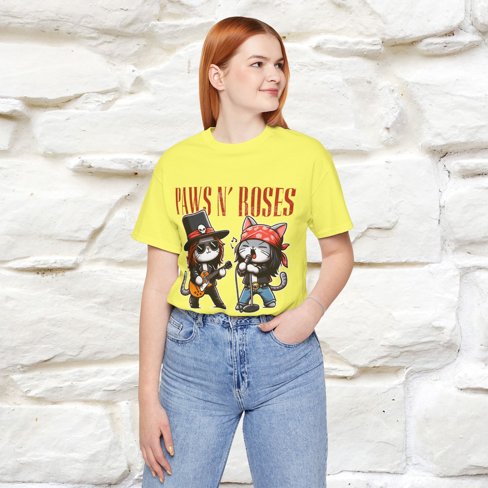 Paws N' Roses T-Shirt | Rock-Inspired Cat Lover  | Nunu&Miao Studio - Nunu&Miao Studio