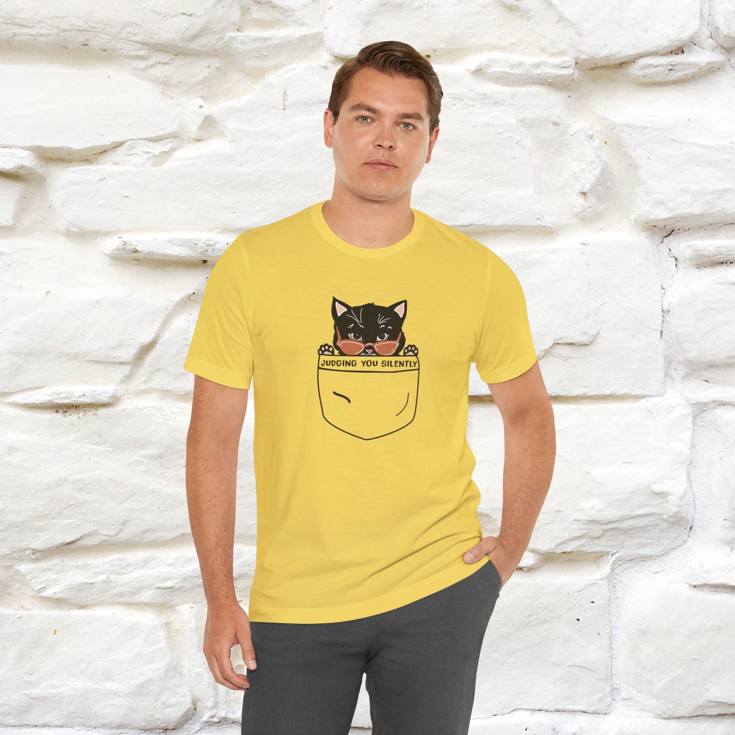 ''Judging You Silently'' | Cat T-Shirt for Men | Nunu&Miao Studio - Nunu&Miao Studio
