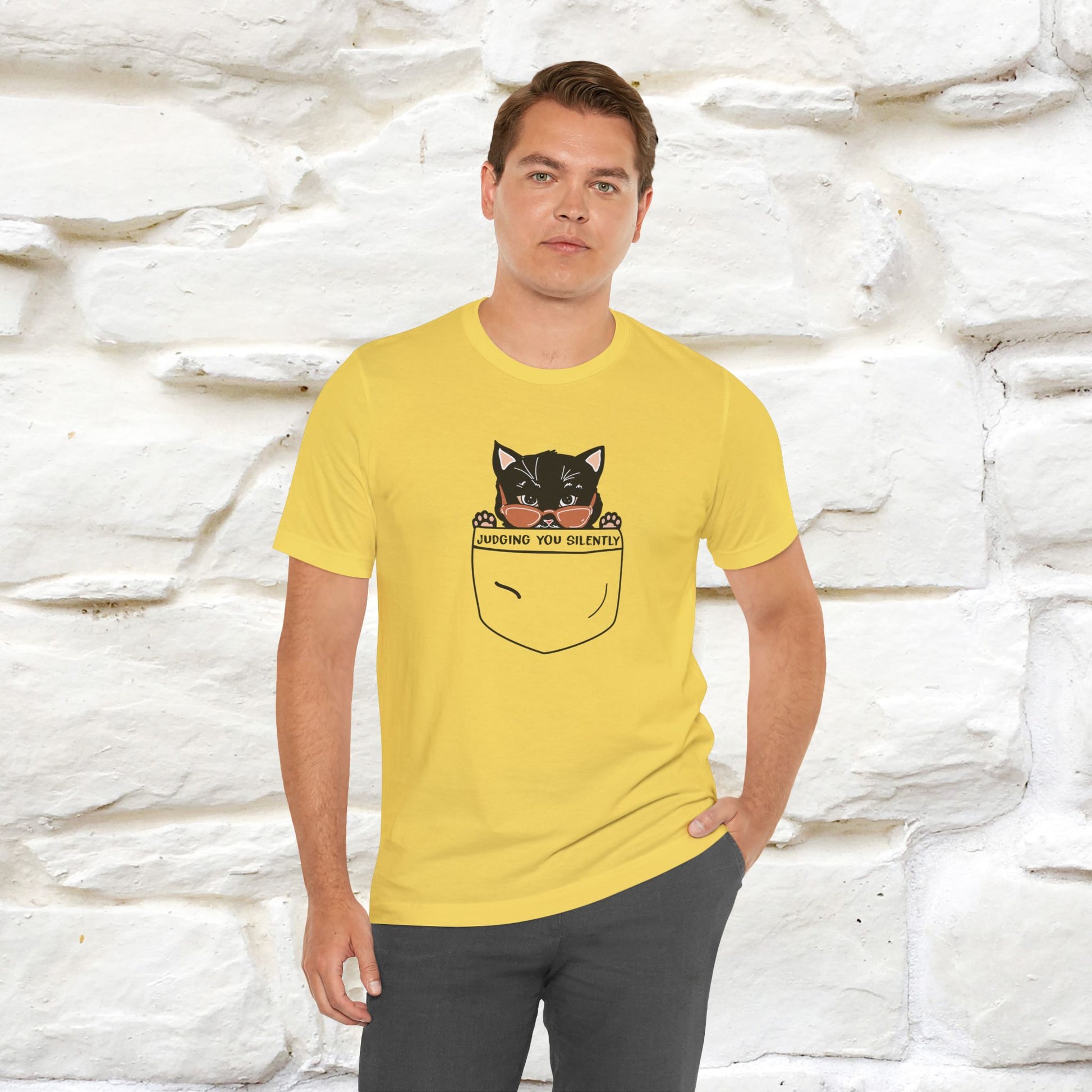 ''Judging You Silently'' | Cat T-Shirt for Men | Nunu&Miao Studio - Nunu&Miao Studio