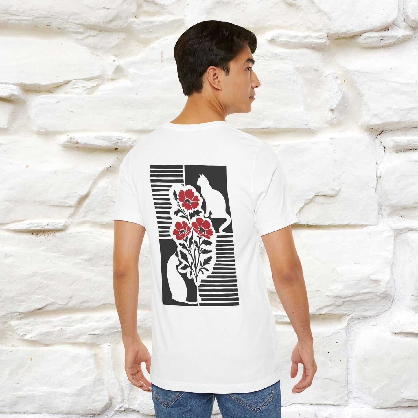 ''Modern Shapes'' Cat T-Shirt Front and Back Design | Nunu&Miao Studio - Nunu&Miao Studio