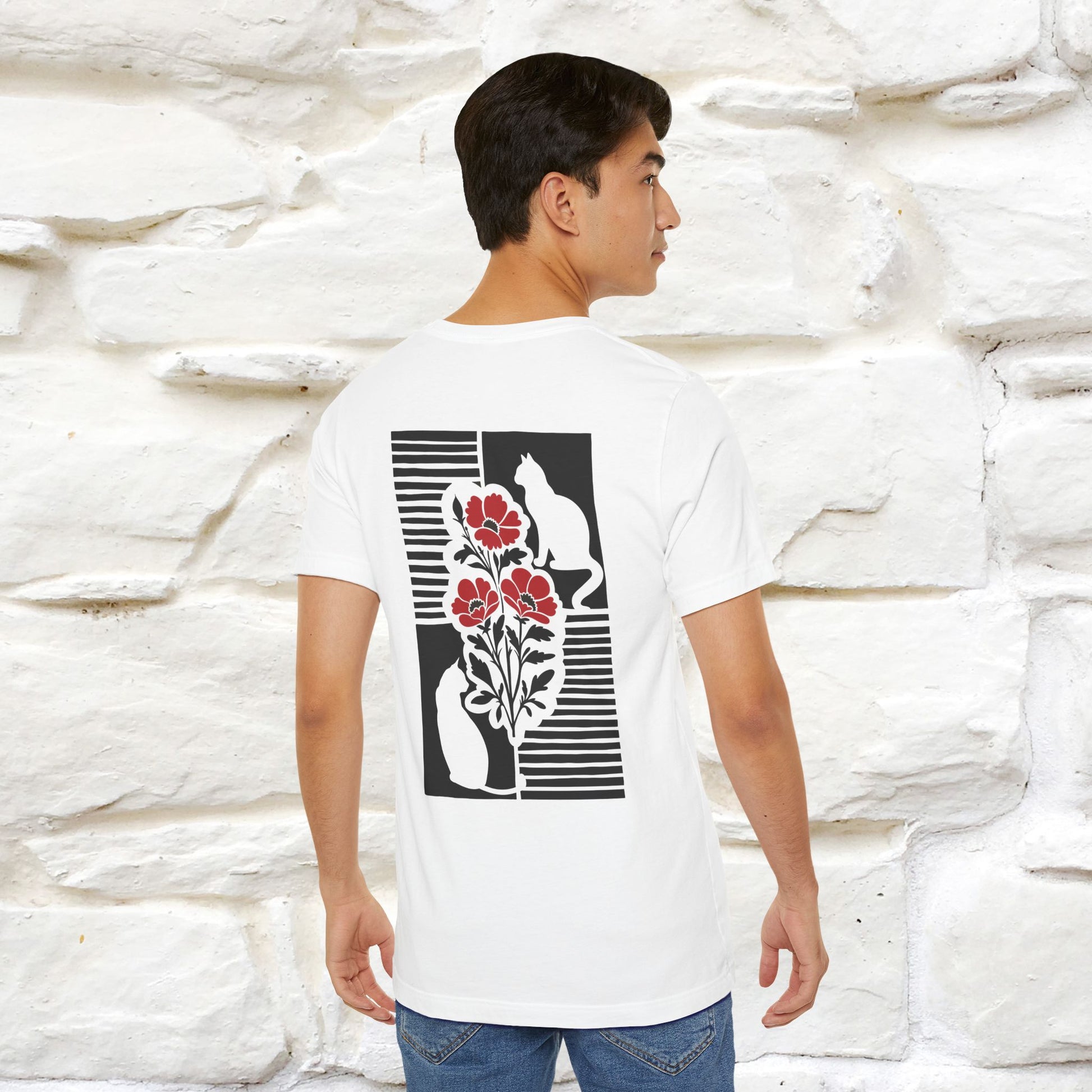 ''Modern Shapes'' Cat T-Shirt Front and Back Design | Nunu&Miao Studio - Nunu&Miao Studio