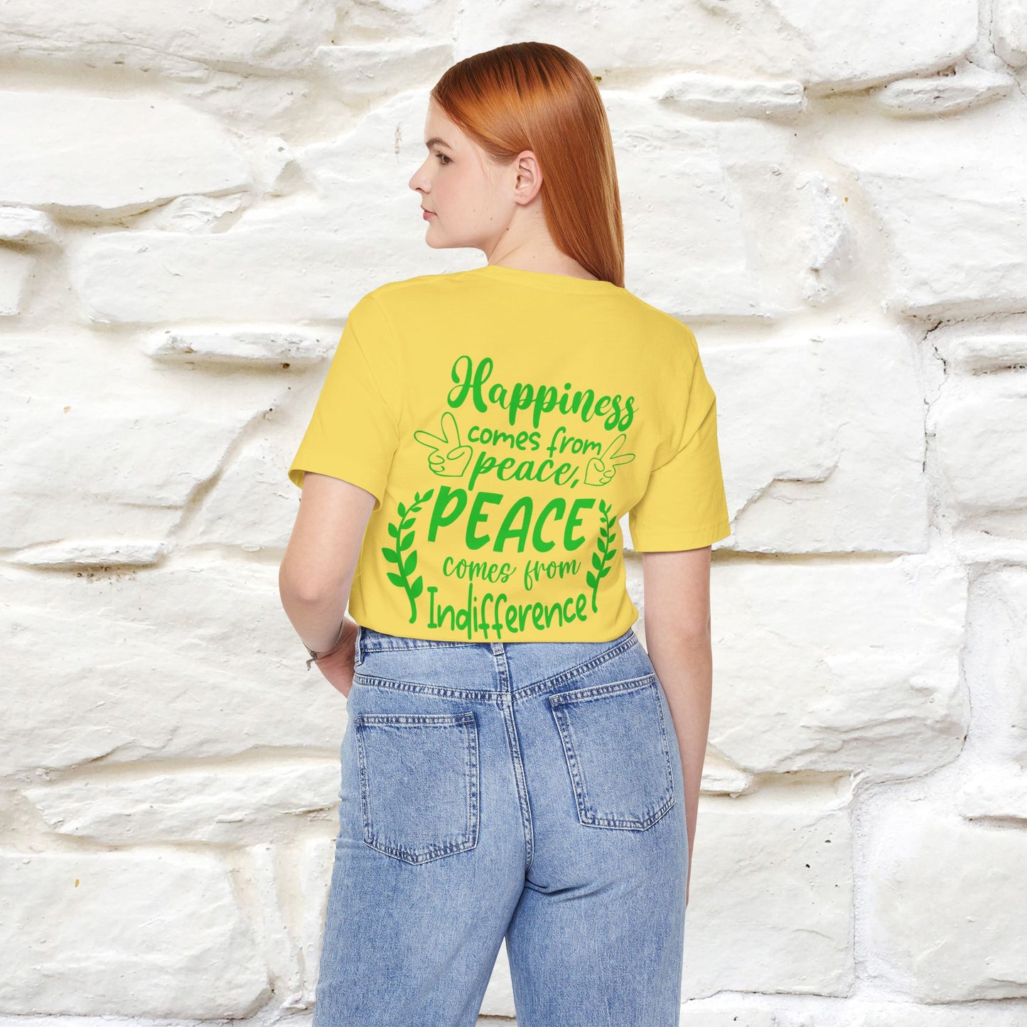 "Happiness Comes From Peace, Peace Comes From Indifference" Cat T-Shirt| Front & Back Design | Nunu&Miao Studio - Nunu&Miao Studio
