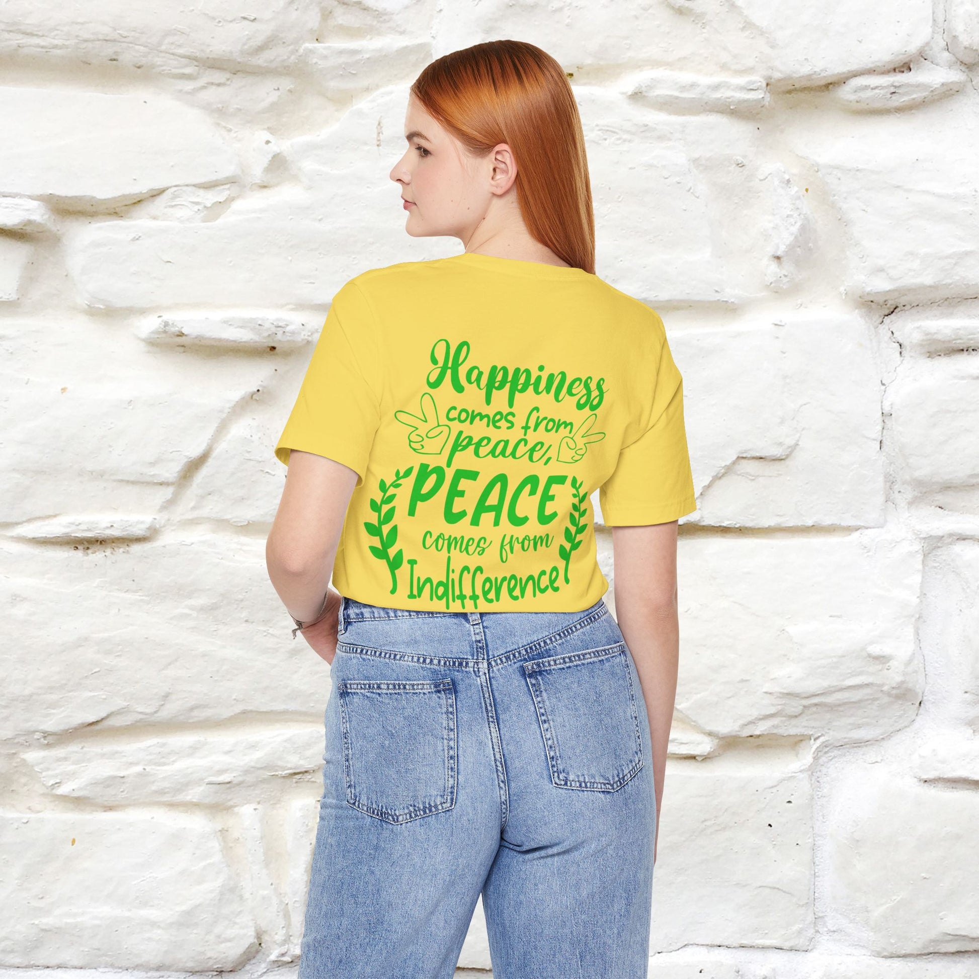 "Happiness Comes From Peace, Peace Comes From Indifference" Cat T-Shirt| Front & Back Design | Nunu&Miao Studio - Nunu&Miao Studio