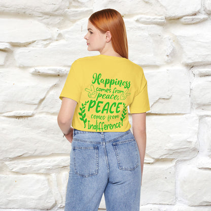 "Happiness Comes From Peace, Peace Comes From Indifference" Cat T-Shirt| Front & Back Design | Nunu&Miao Studio - Nunu&Miao Studio