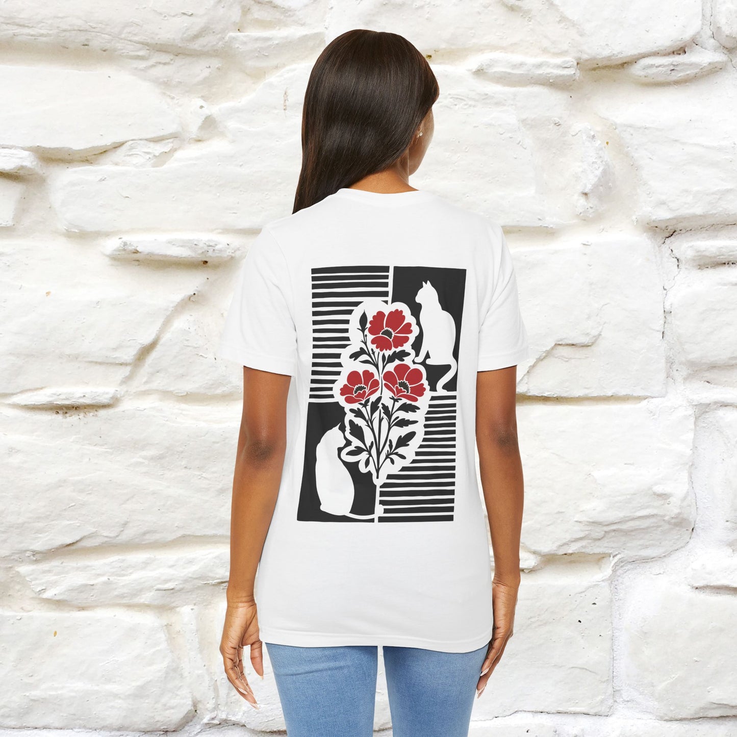 ''Modern Shapes'' Cat T-Shirt Front and Back Design | Nunu&Miao Studio - Nunu&Miao Studio