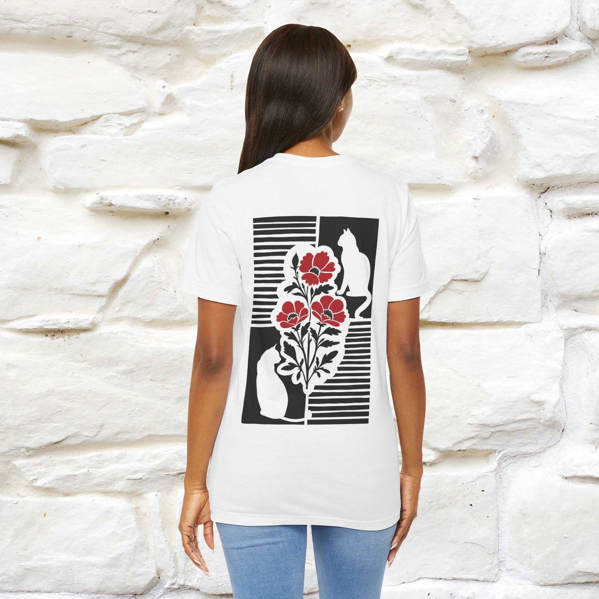 ''Modern Shapes'' Cat T-Shirt Front and Back Design | Nunu&Miao Studio - Nunu&Miao Studio