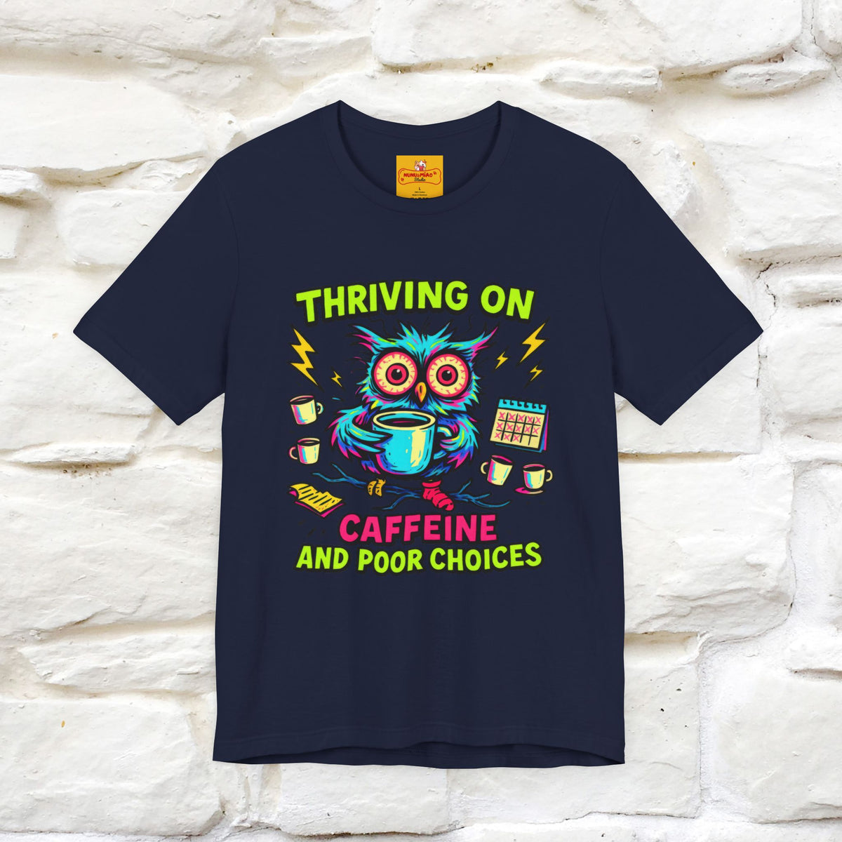 ''Thriving On Caffeine And Poor Choices''|  Sarcastic Cat T-Shirt | Nunu&Miao Studio