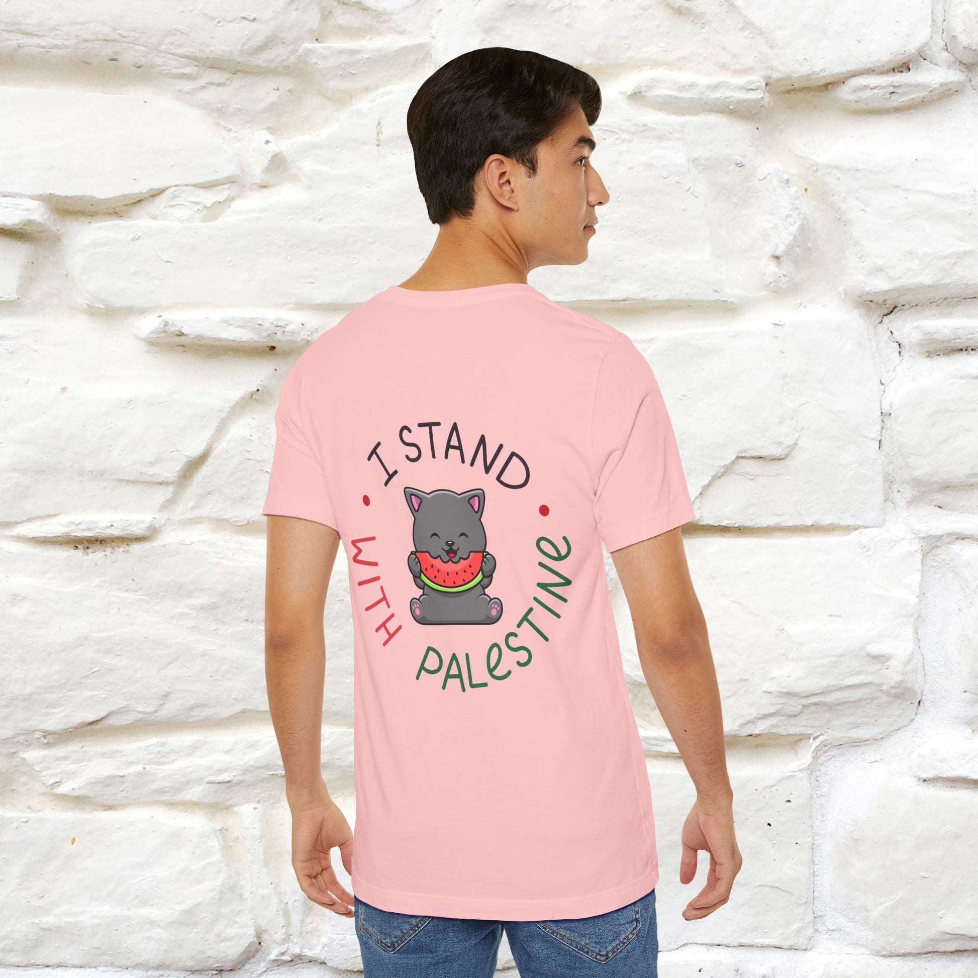 "I Stand With Palestine" Cat T-shirt | Front & Back Design |Nunu&Miao Studio - Nunu&Miao Studio