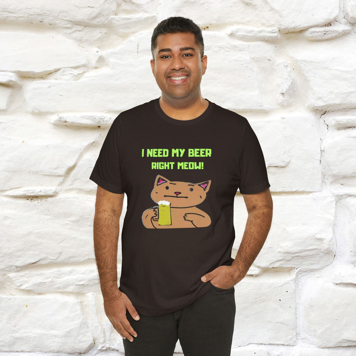 "I Need My Beer Right Meow!" Cat  T-shirt |Nunu&Miao Studio
