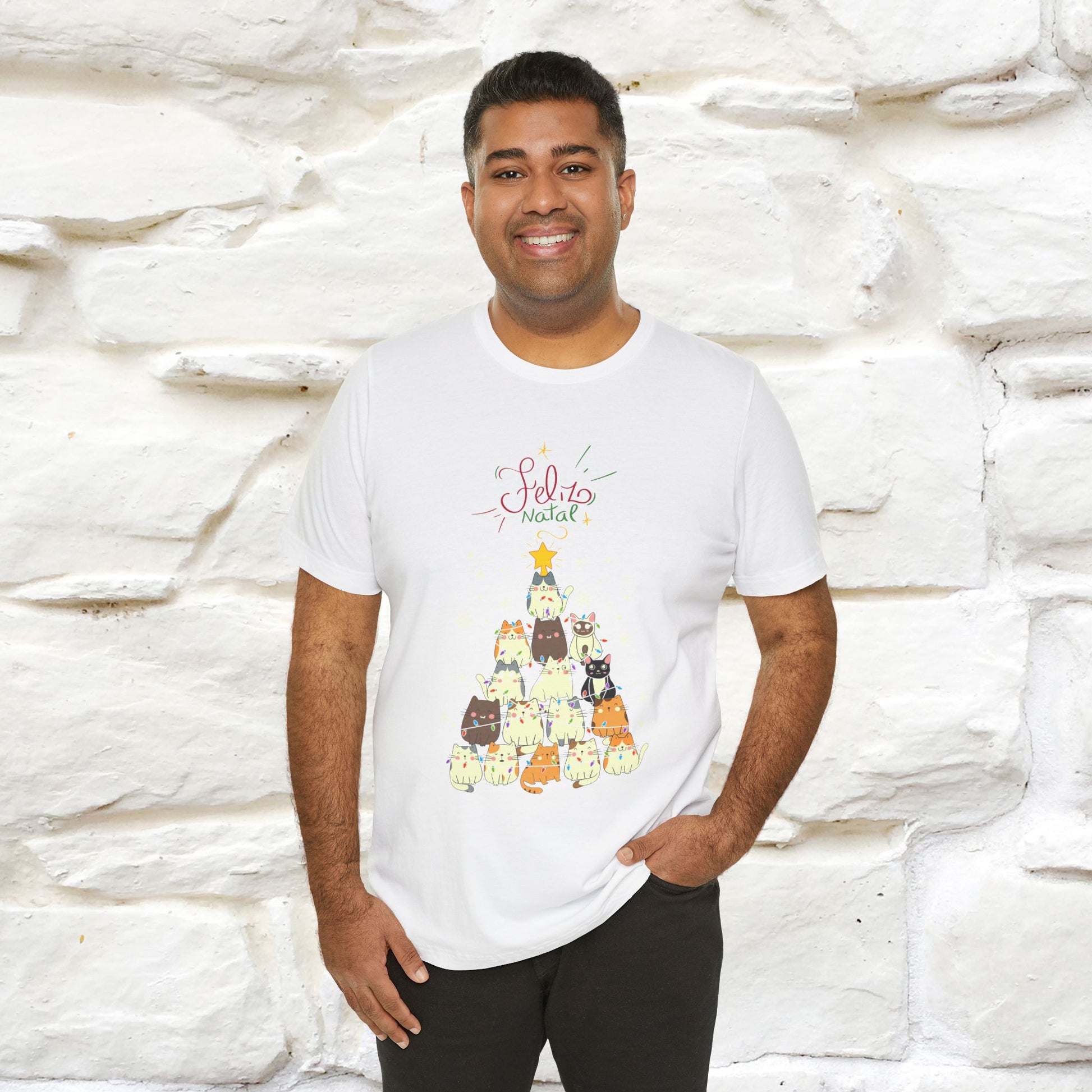 "Feliz Natal" Cat T-shirt|Nunu&Miao Studio - Nunu&Miao Studio