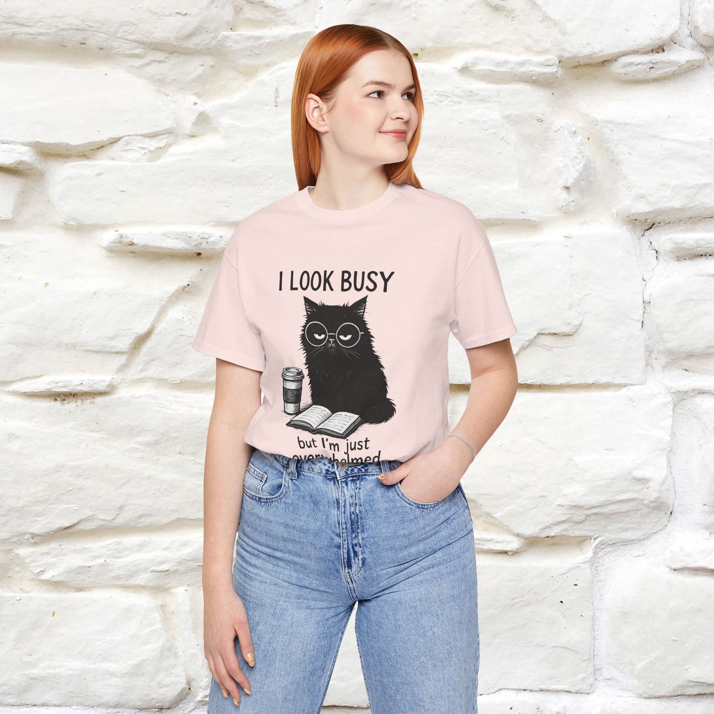 "I Look Busy But I'm Just Overwhelmed" |Cat T-Shirt | Nunu&Miao Studio - Nunu&Miao Studio
