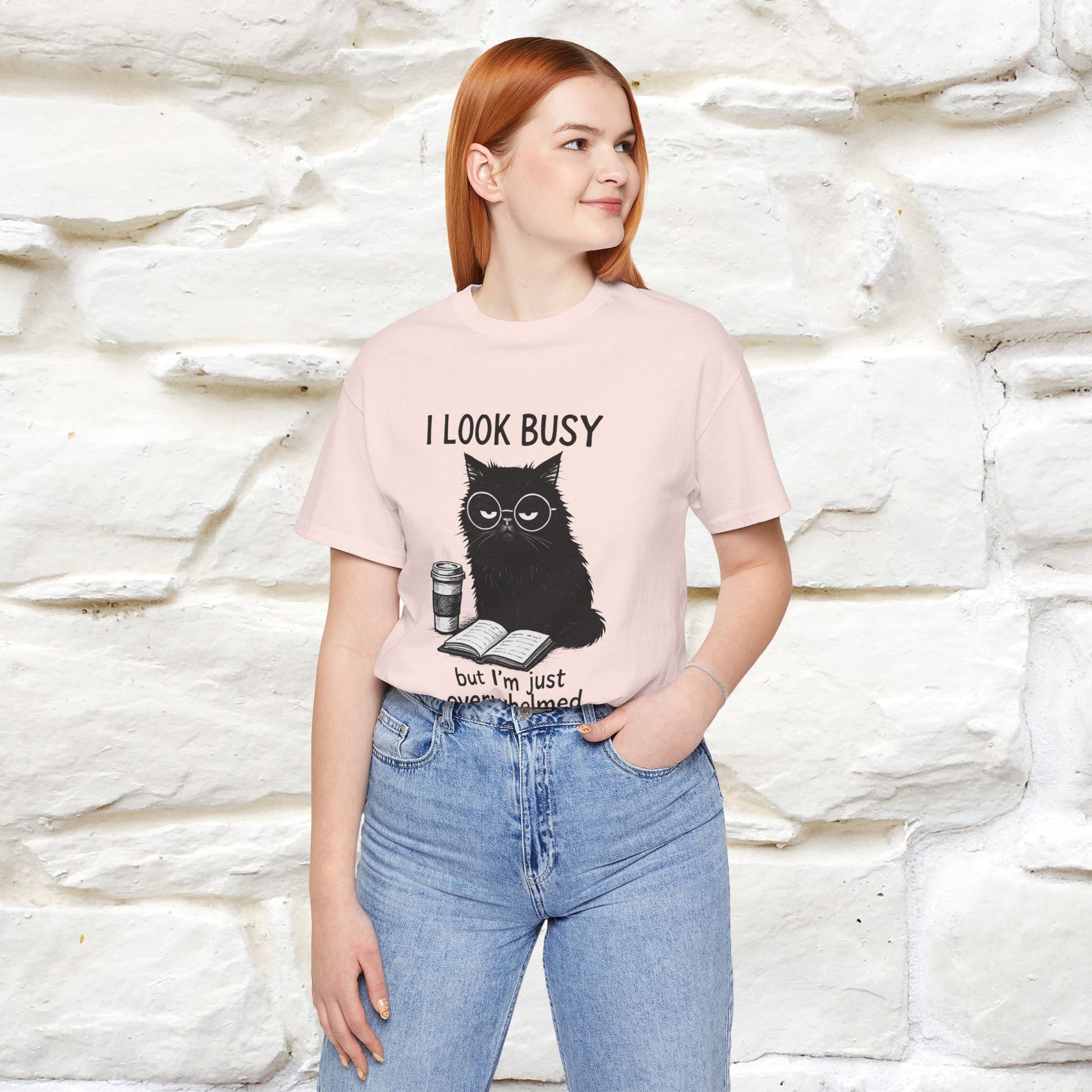 "I Look Busy But I'm Just Overwhelmed" |Cat T-Shirt | Nunu&Miao Studio - Nunu&Miao Studio