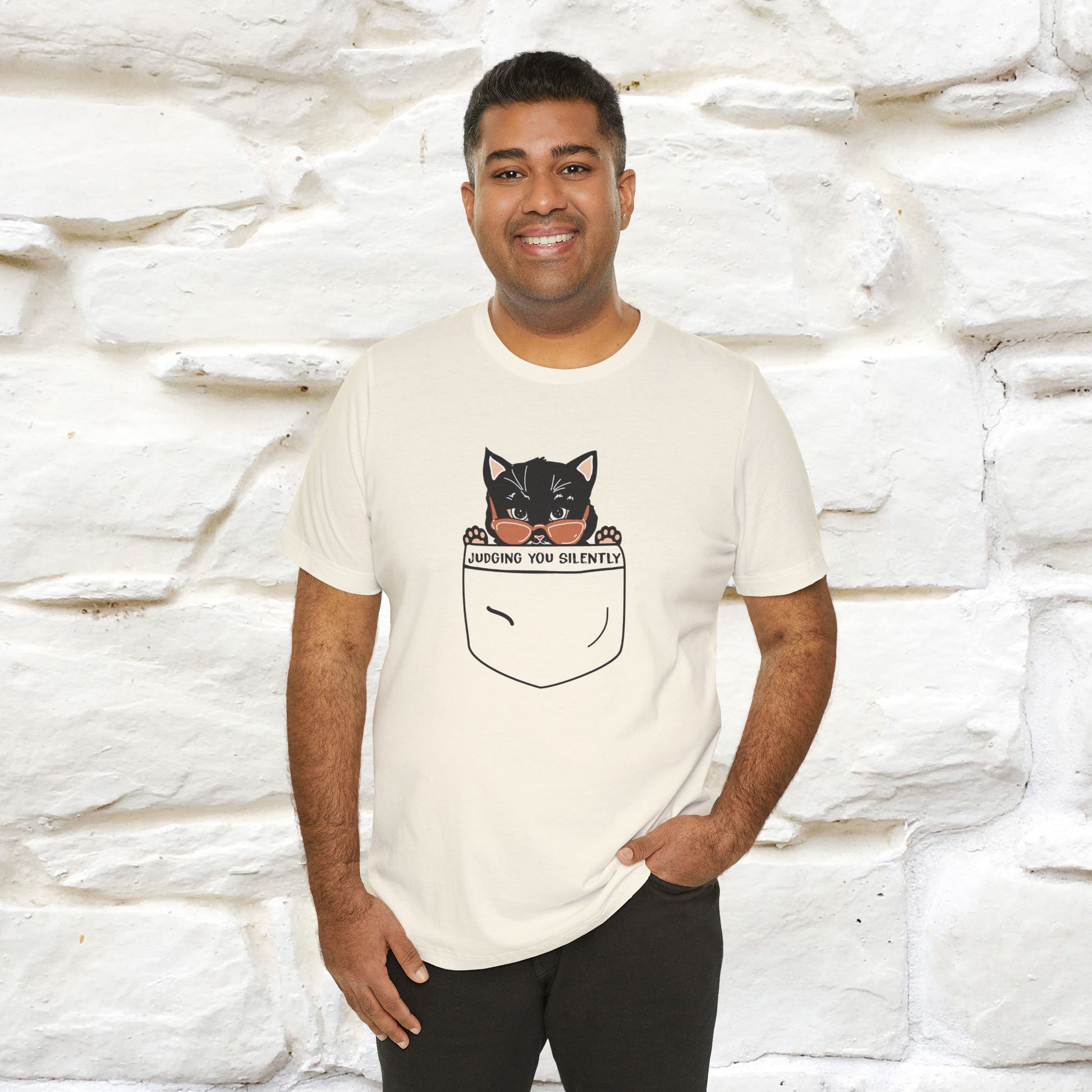 ''Judging You Silently'' | Cat T-Shirt for Men | Nunu&Miao Studio - Nunu&Miao Studio