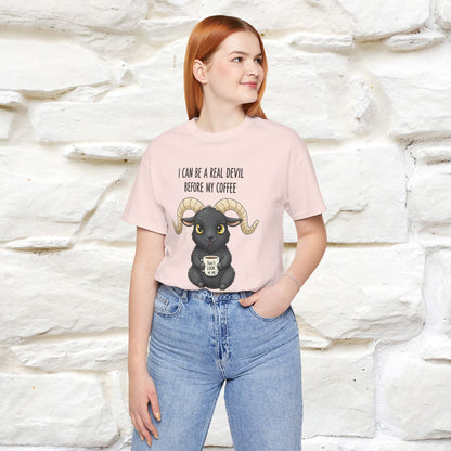 "I Can Be a Real Devil Before My Coffe" Funny T-shirt |Nunu&Miao Studio - Nunu&Miao Studio