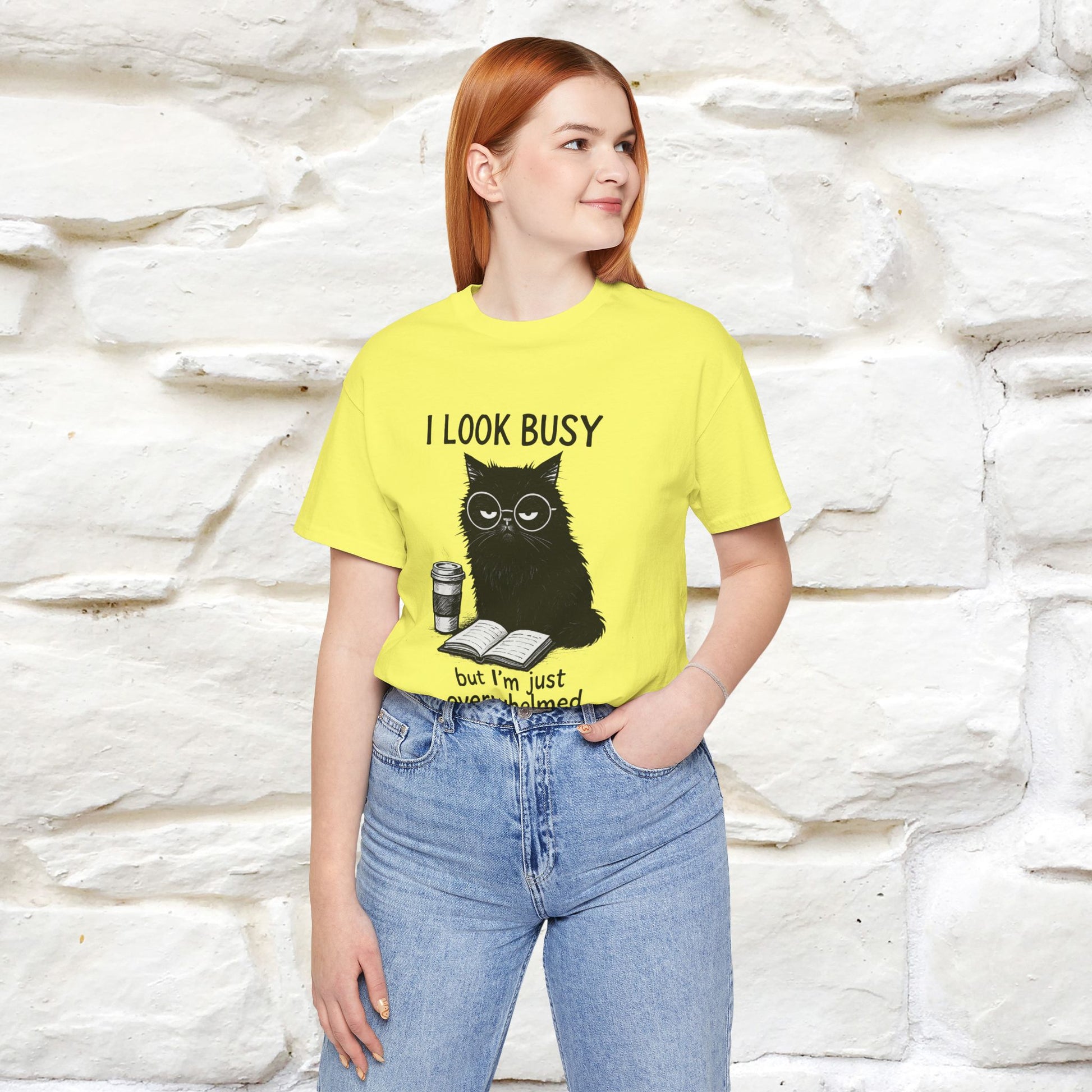 "I Look Busy But I'm Just Overwhelmed" |Cat T-Shirt | Nunu&Miao Studio - Nunu&Miao Studio